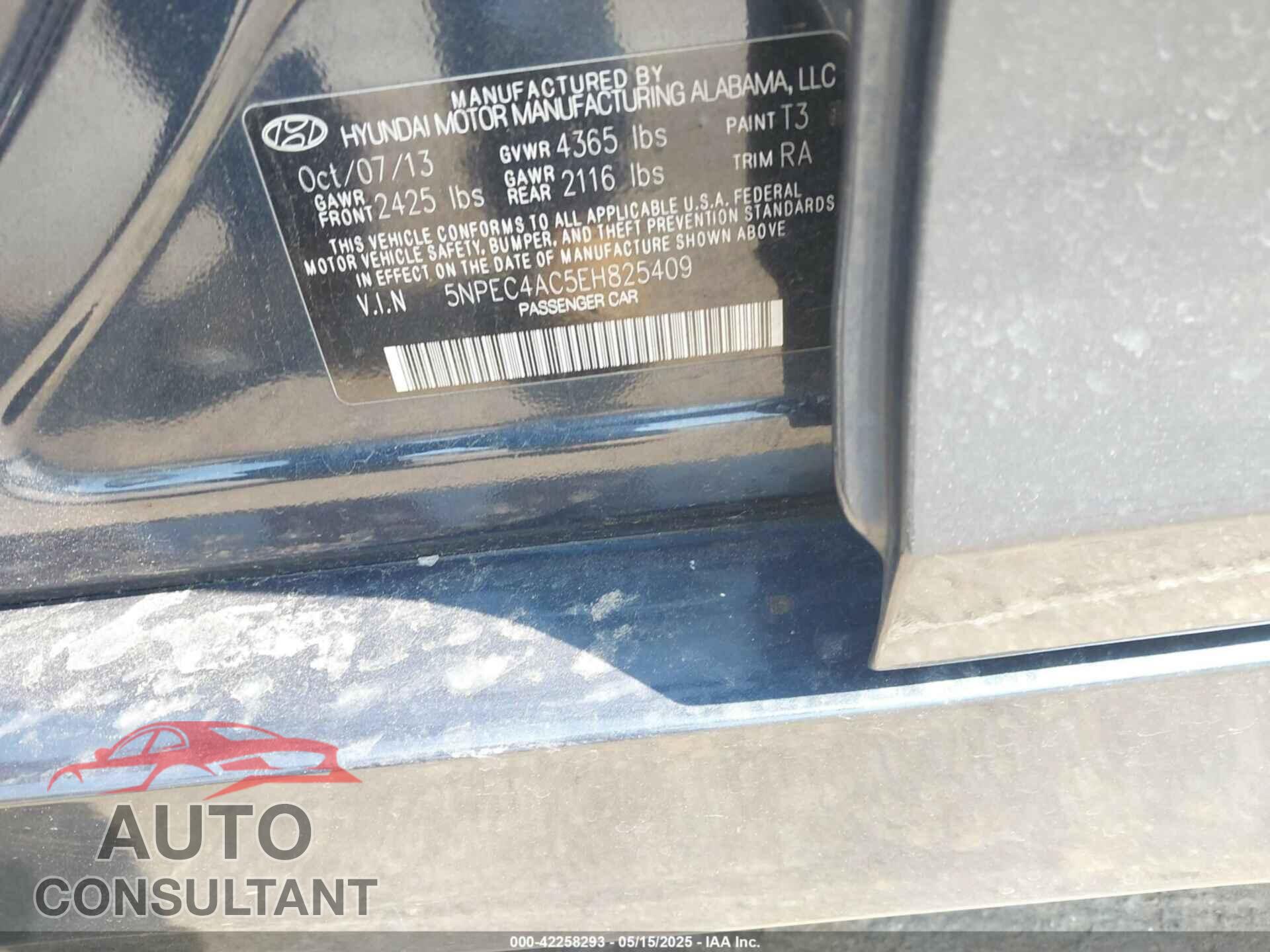 HYUNDAI SONATA 2014 - 5NPEC4AC5EH825409