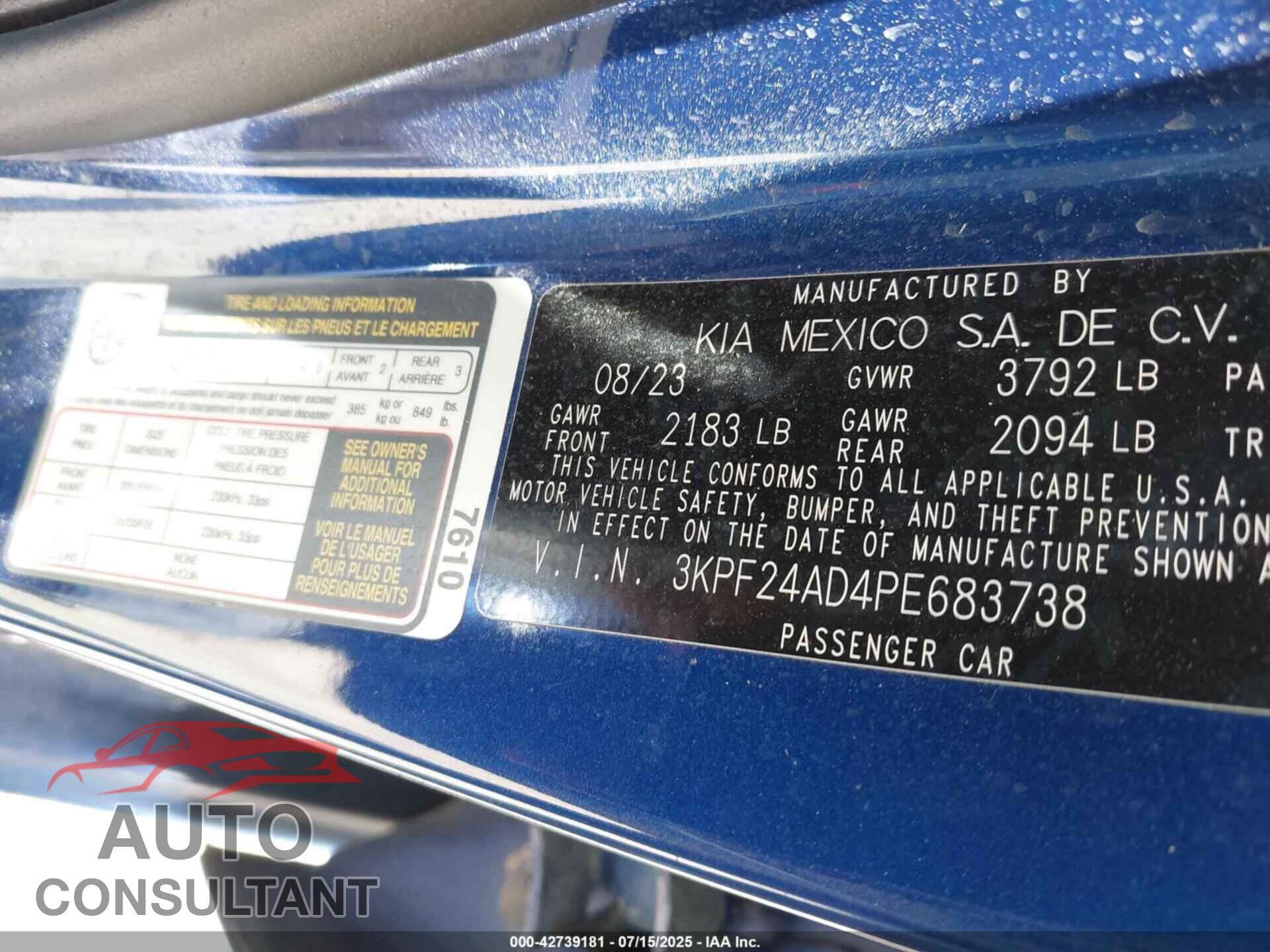 KIA FORTE 2023 - 3KPF24AD4PE683738