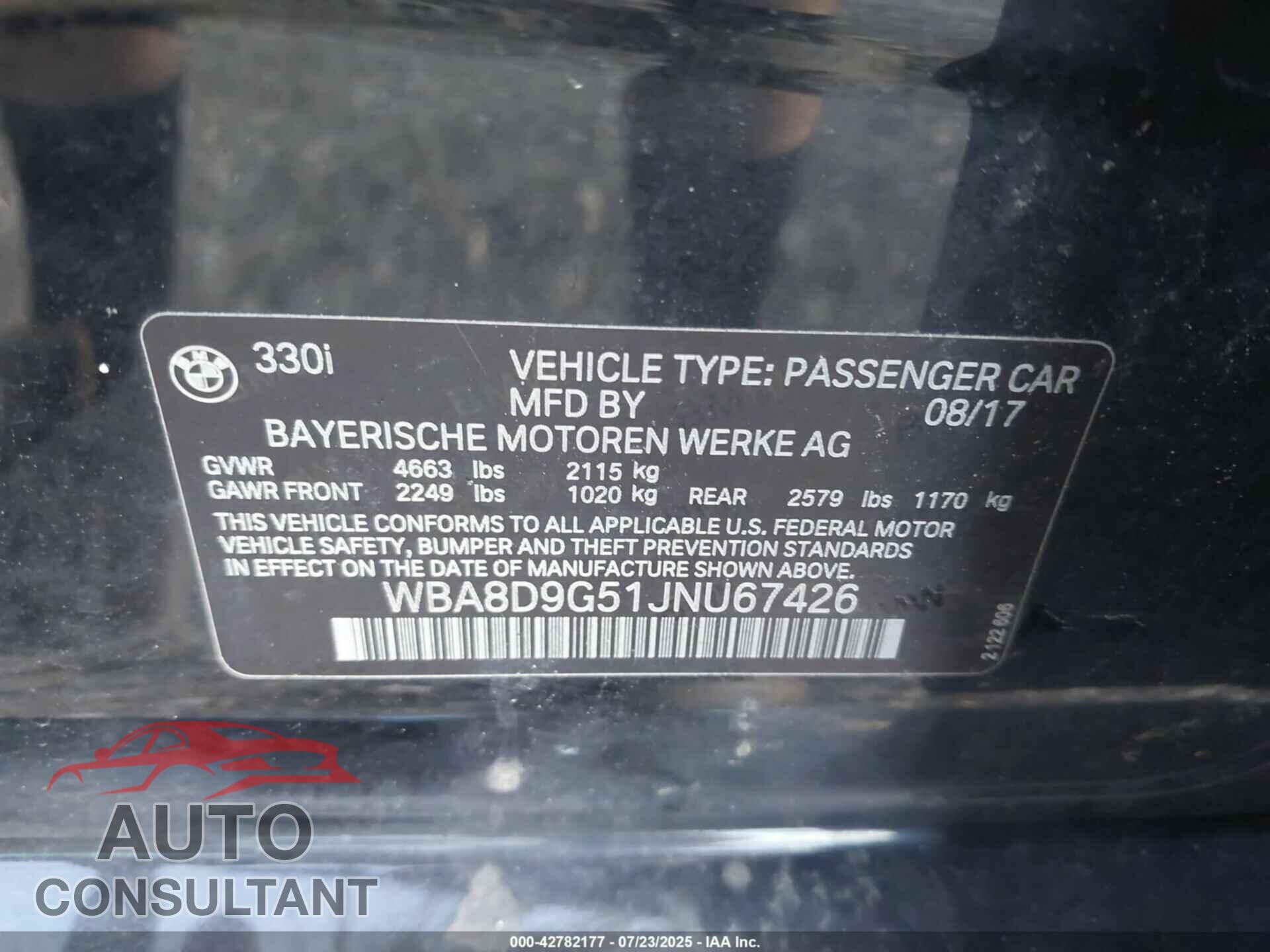 BMW 330I 2018 - WBA8D9G51JNU67426