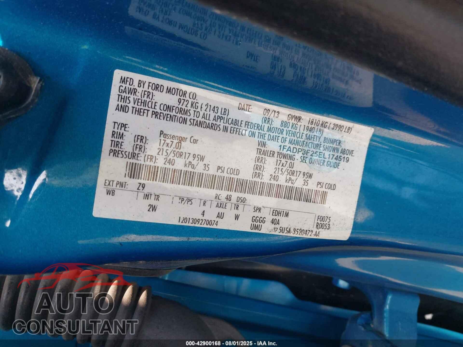 FORD FOCUS 2014 - 1FADP3F25EL174519