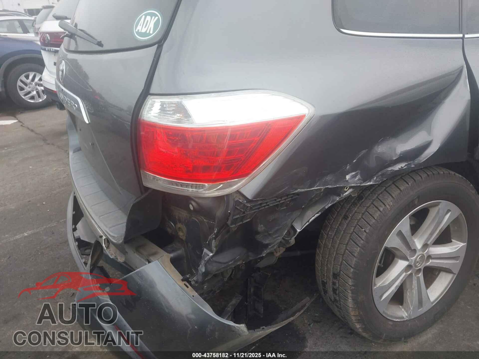 TOYOTA HIGHLANDER 2012 - 5TDYK3EH0CS082245