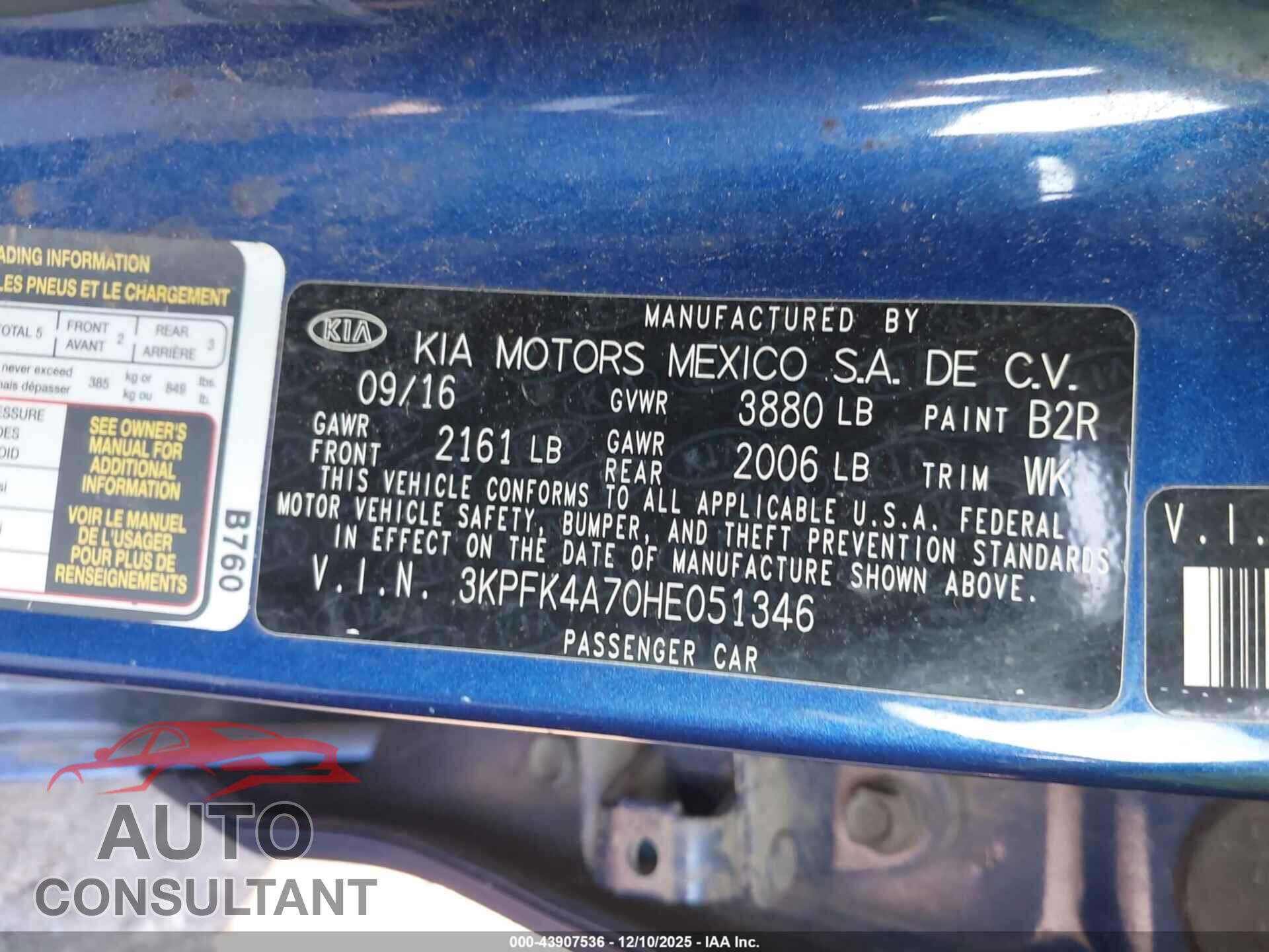 KIA FORTE 2017 - 3KPFK4A70HE051346