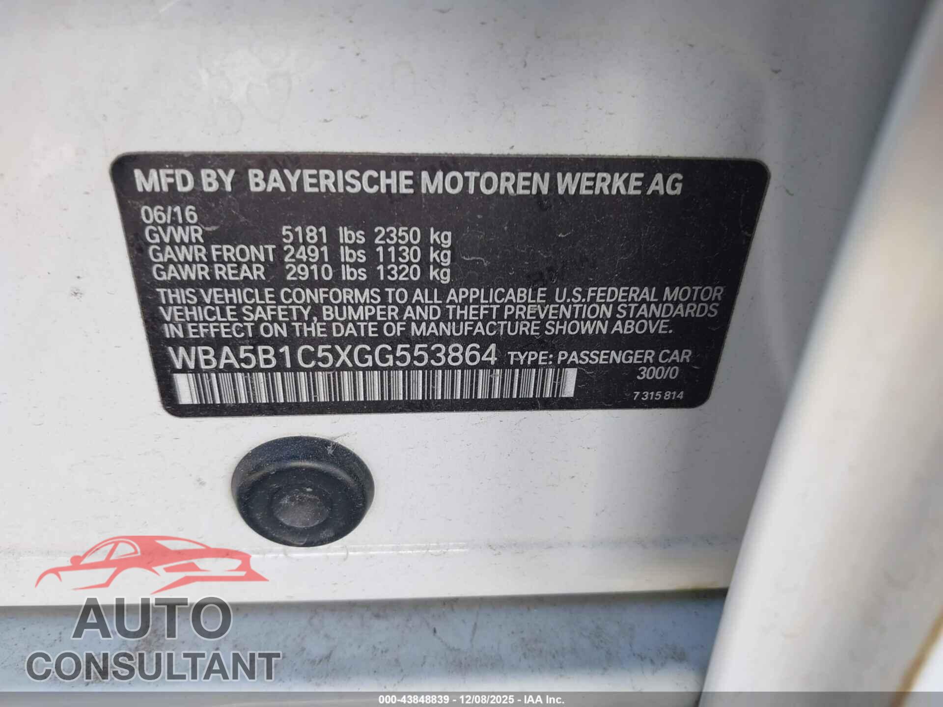 BMW 535I 2016 - WBA5B1C5XGG553864