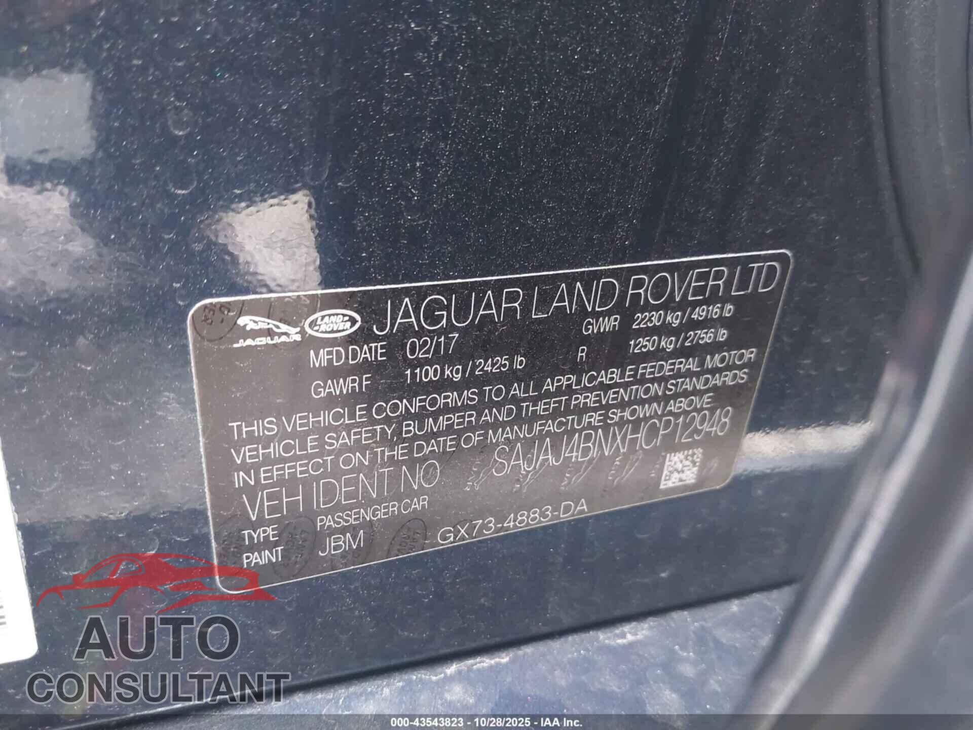 JAGUAR XE 2017 - SAJAJ4BNXHCP12948