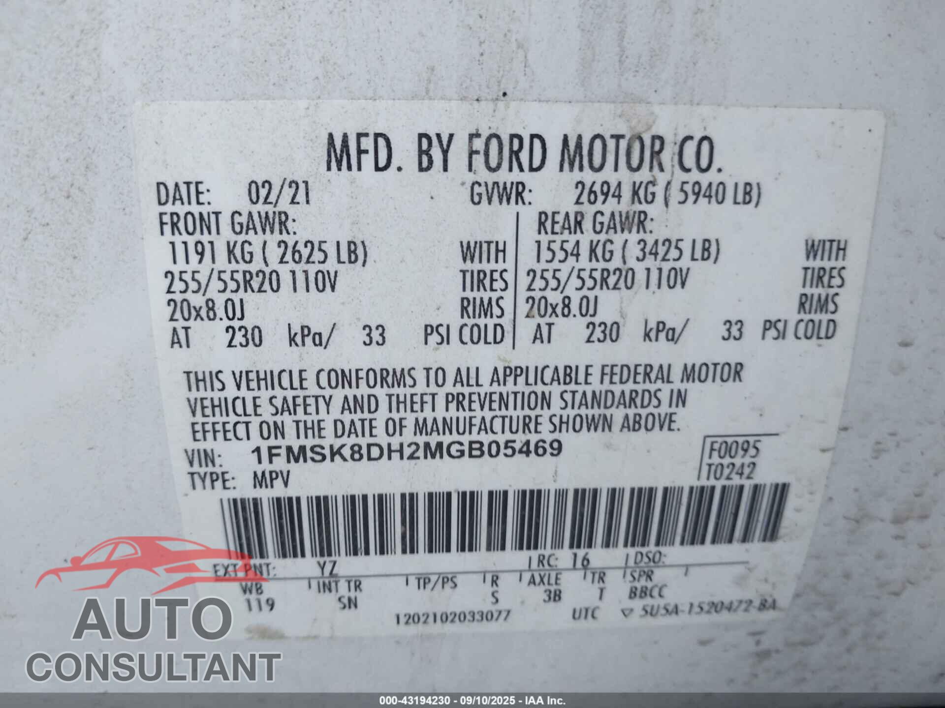 FORD EXPLORER 2021 - 1FMSK8DH2MGB05469