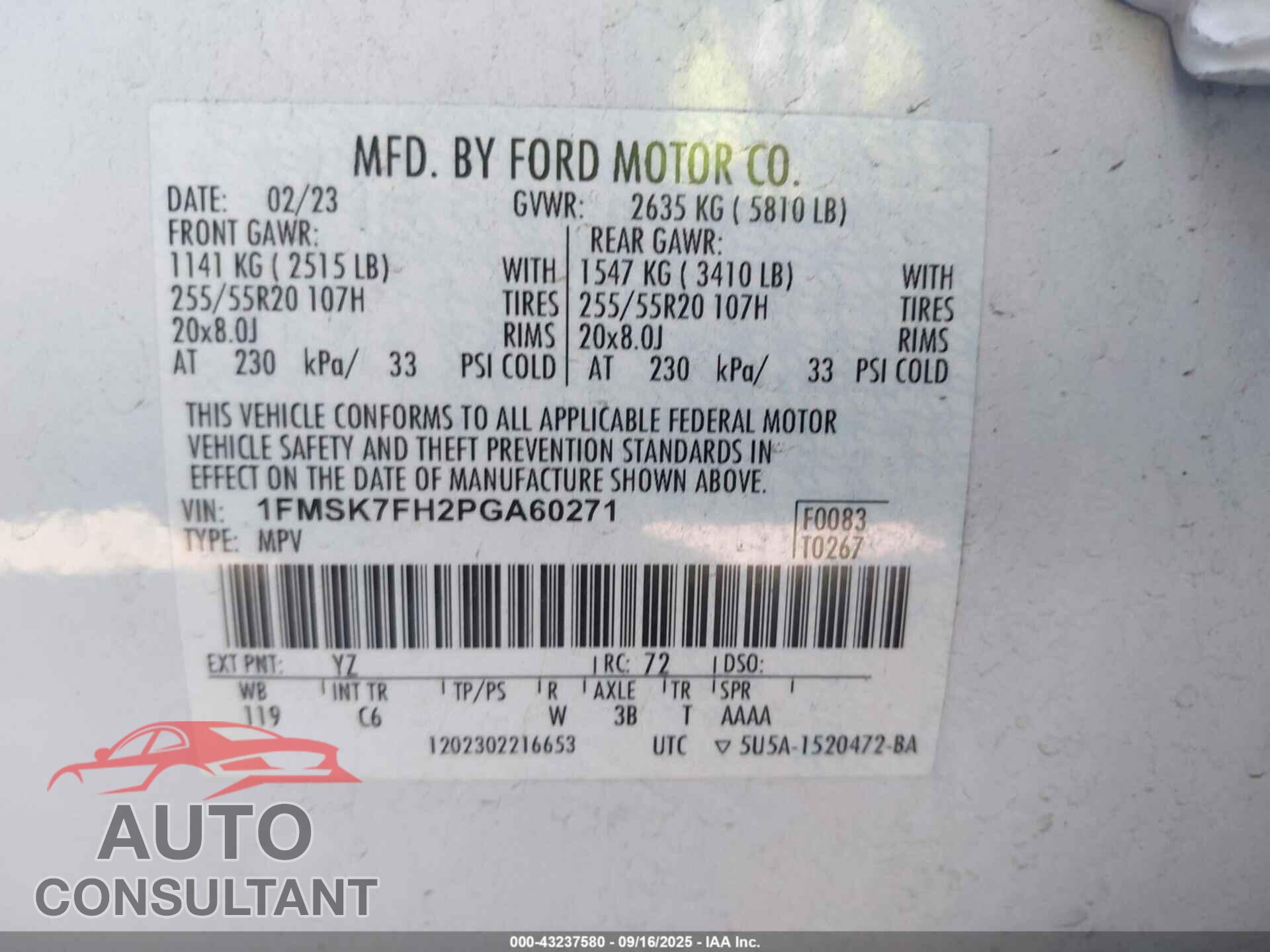 FORD EXPLORER 2023 - 1FMSK7FH2PGA60271