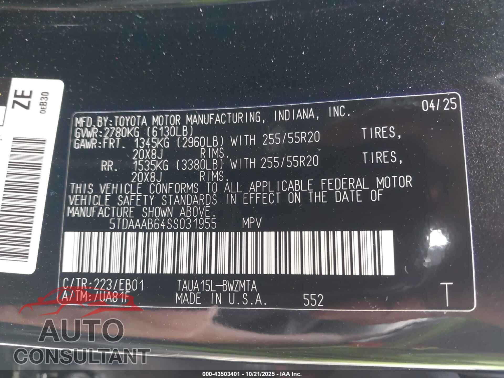 LEXUS TX 350 2025 - 5TDAAAB64SS031955