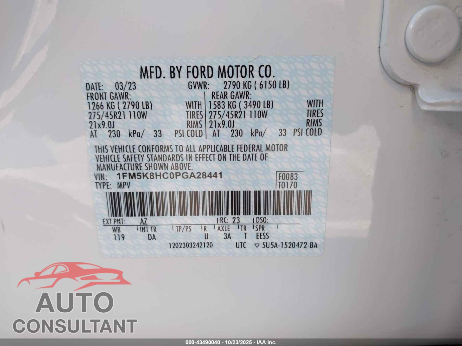 FORD EXPLORER 2023 - 1FM5K8HC0PGA28441