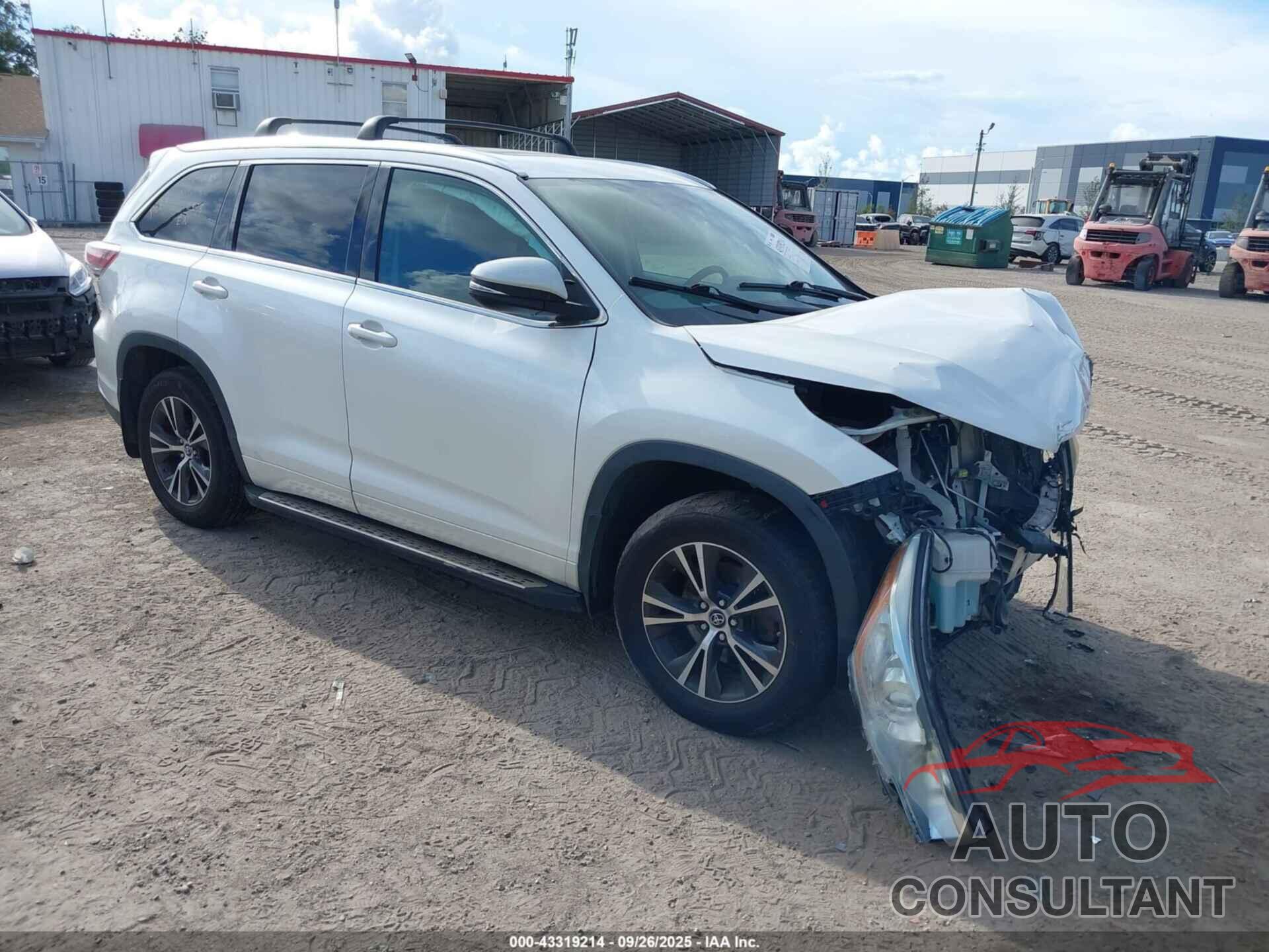 TOYOTA HIGHLANDER 2016 - 5TDJKRFH3GS280455