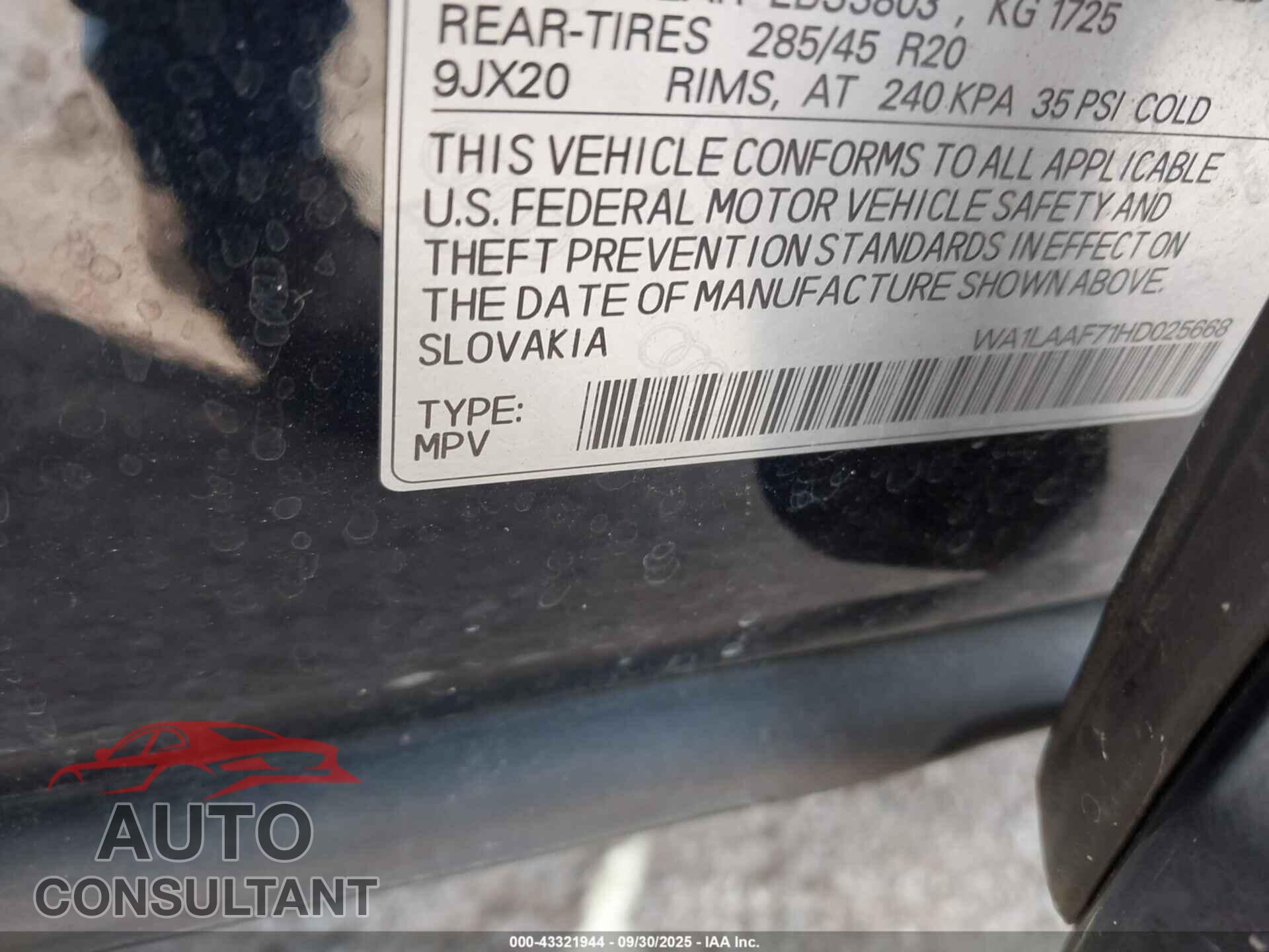 AUDI Q7 2017 - WA1LAAF71HD025668