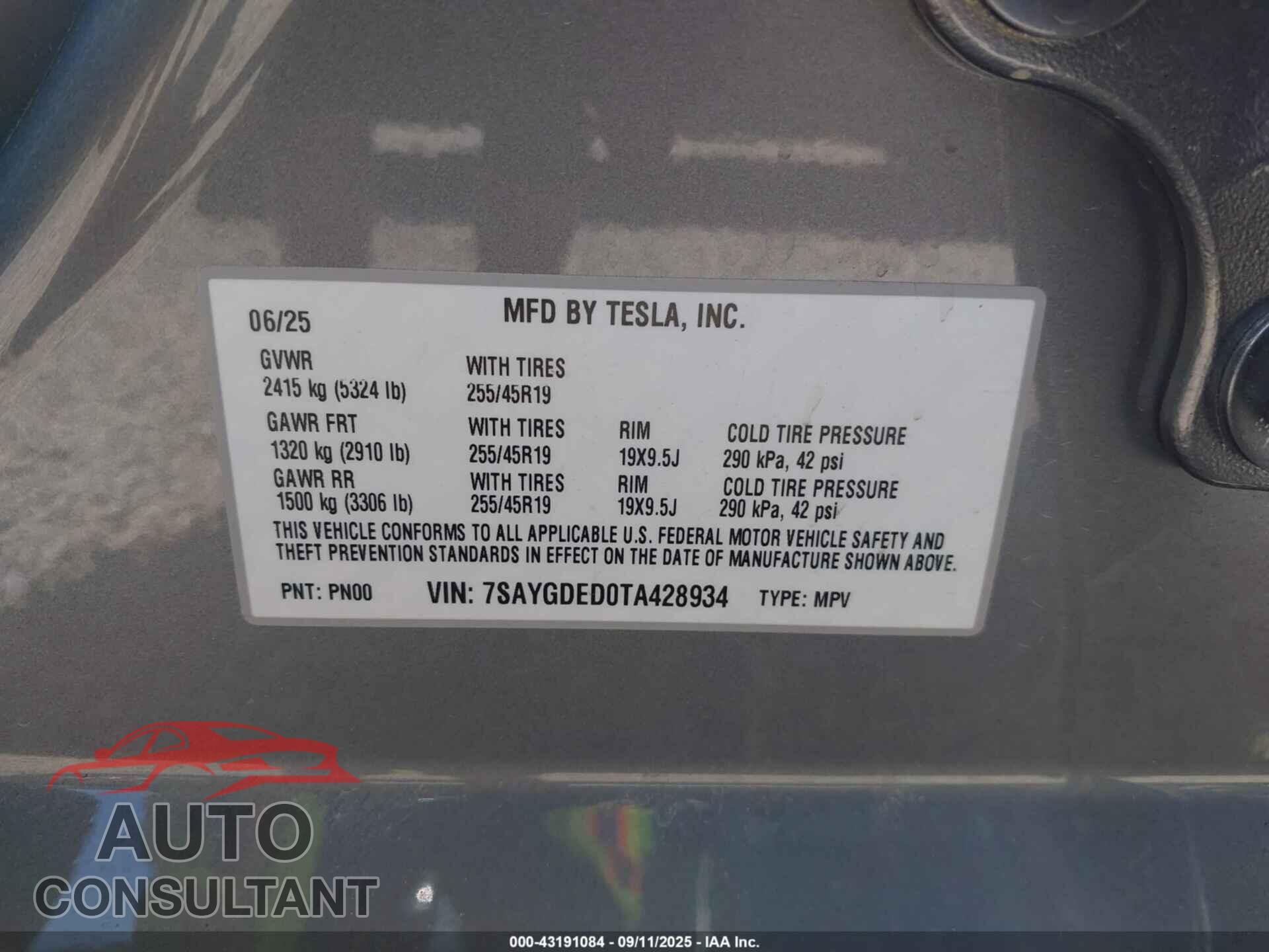 TESLA MODEL Y 2026 - 7SAYGDED0TA428934
