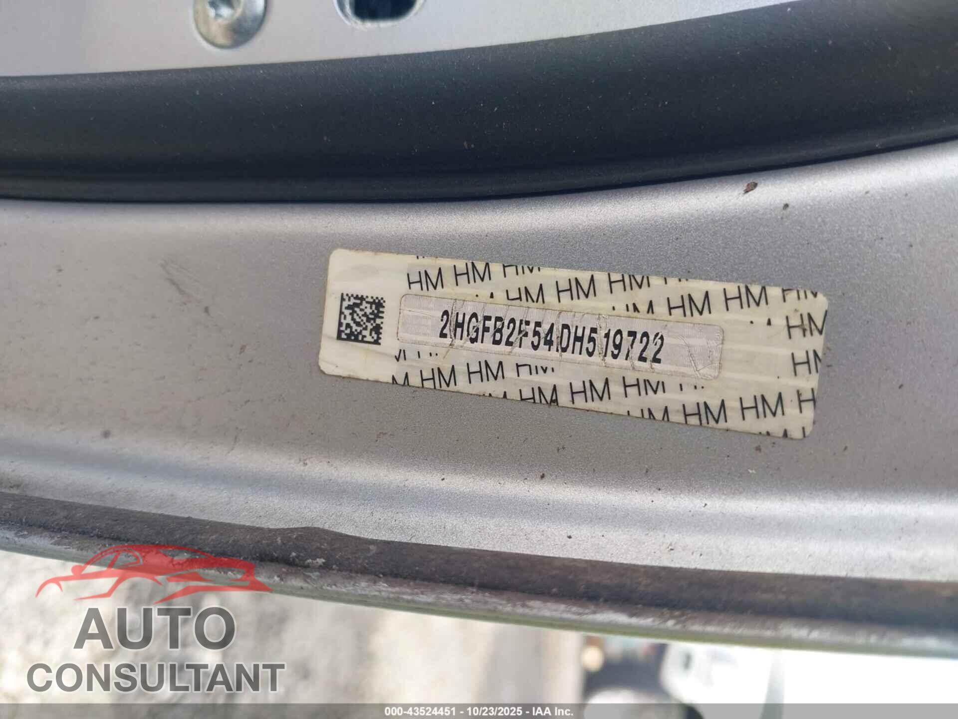 HONDA CIVIC 2013 - 2HGFB2F54DH519722