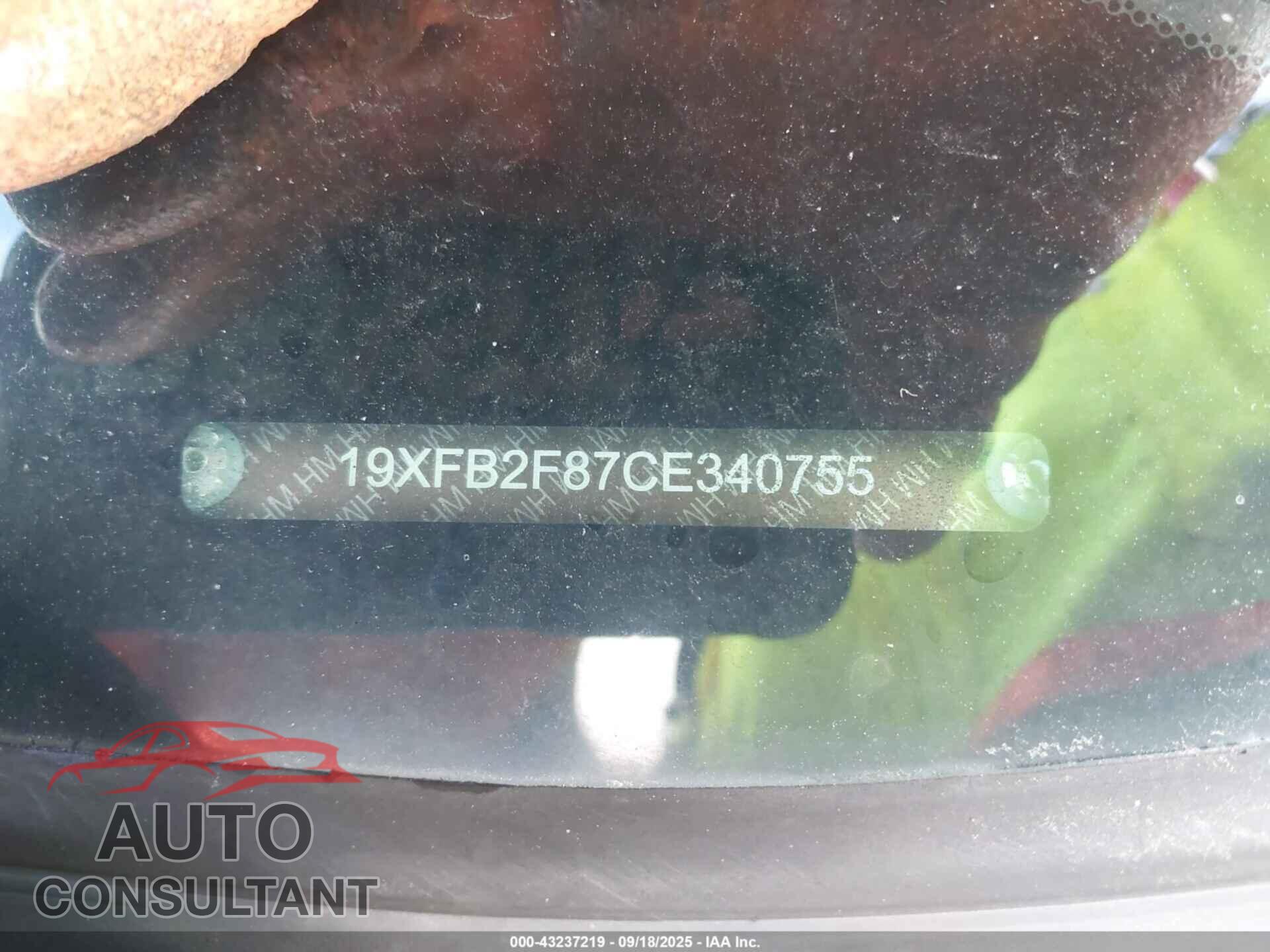 HONDA CIVIC 2012 - 19XFB2F87CE340755