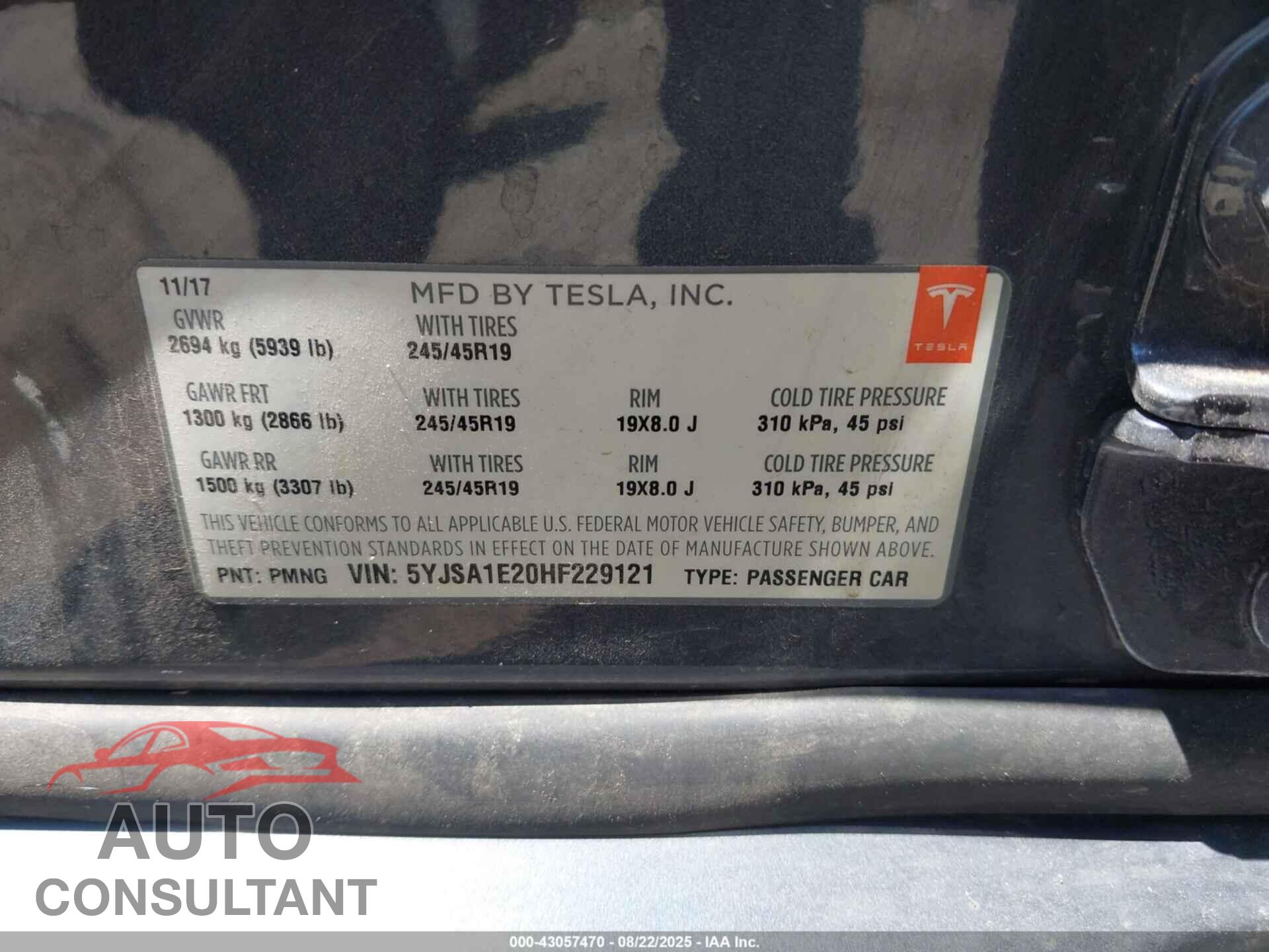 TESLA MODEL S 2017 - 5YJSA1E20HF229121