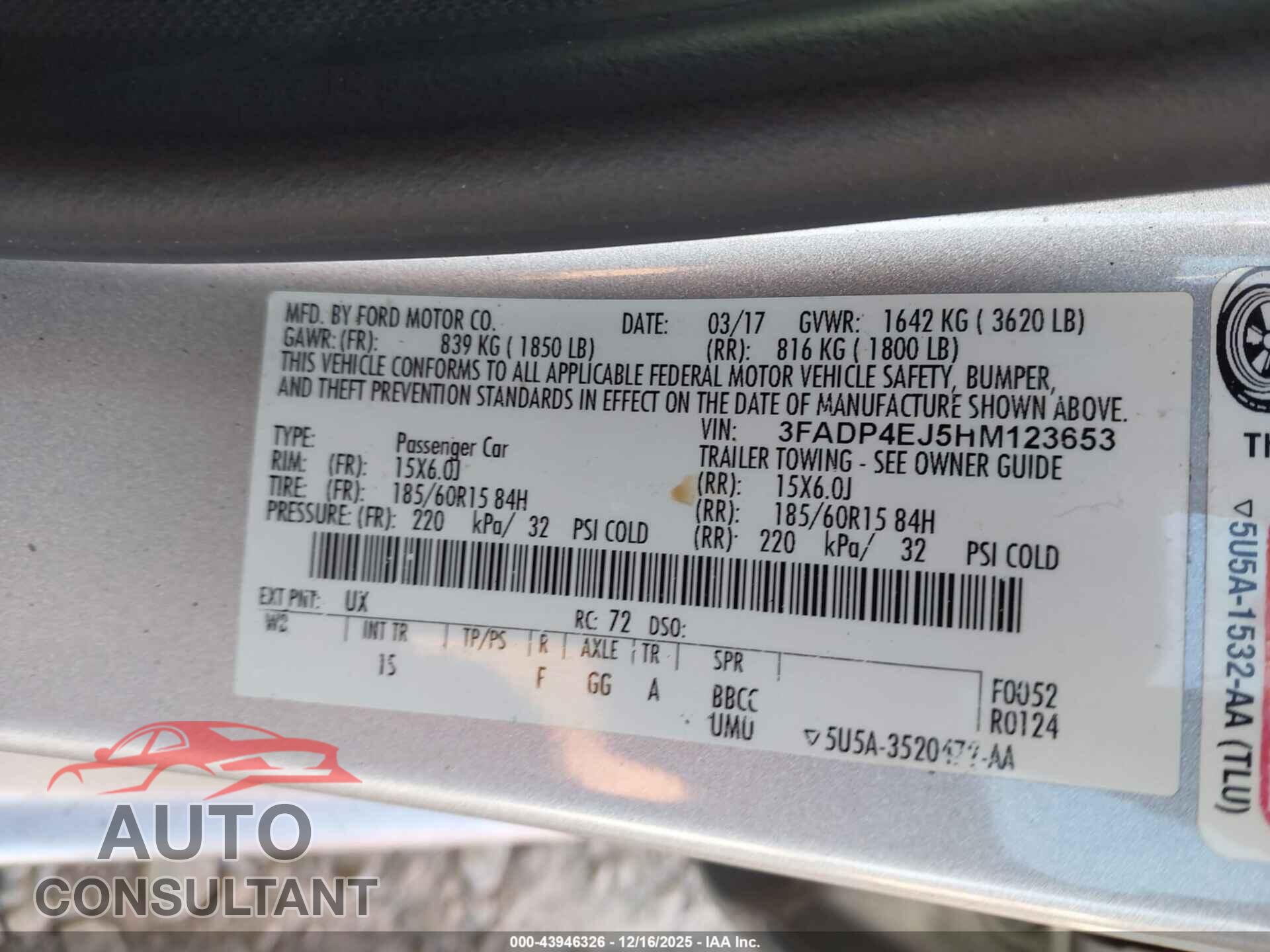 FORD FIESTA 2017 - 3FADP4EJ5HM123653