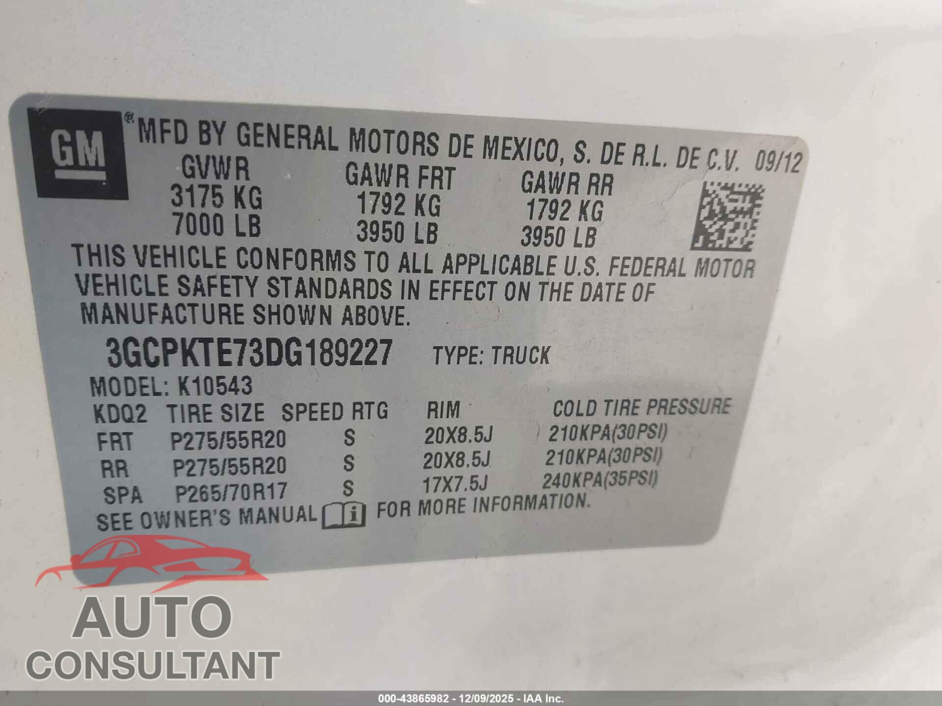 CHEVROLET SILVERADO 1500 2013 - 3GCPKTE73DG189227