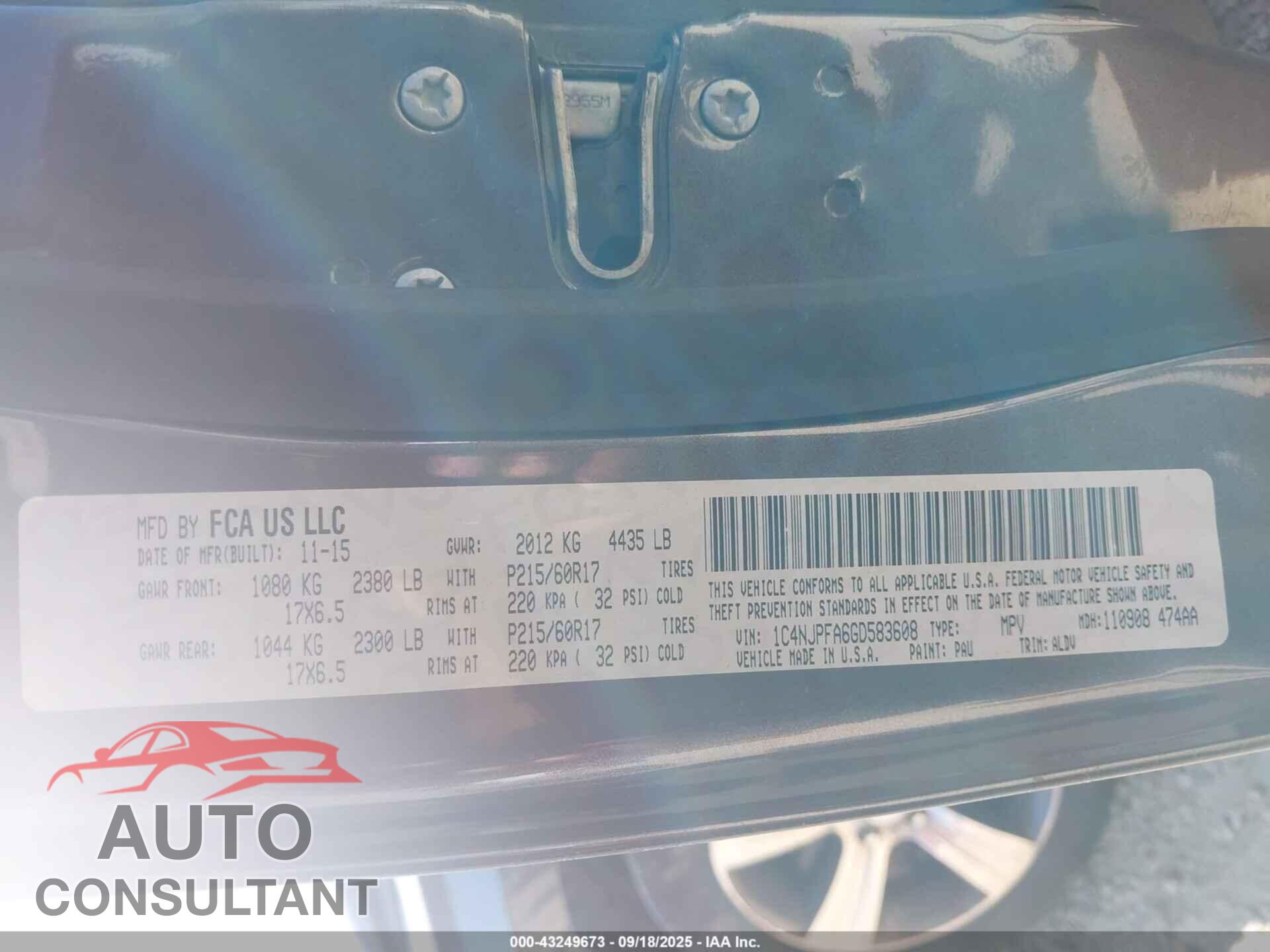 JEEP PATRIOT 2016 - 1C4NJPFA6GD583608
