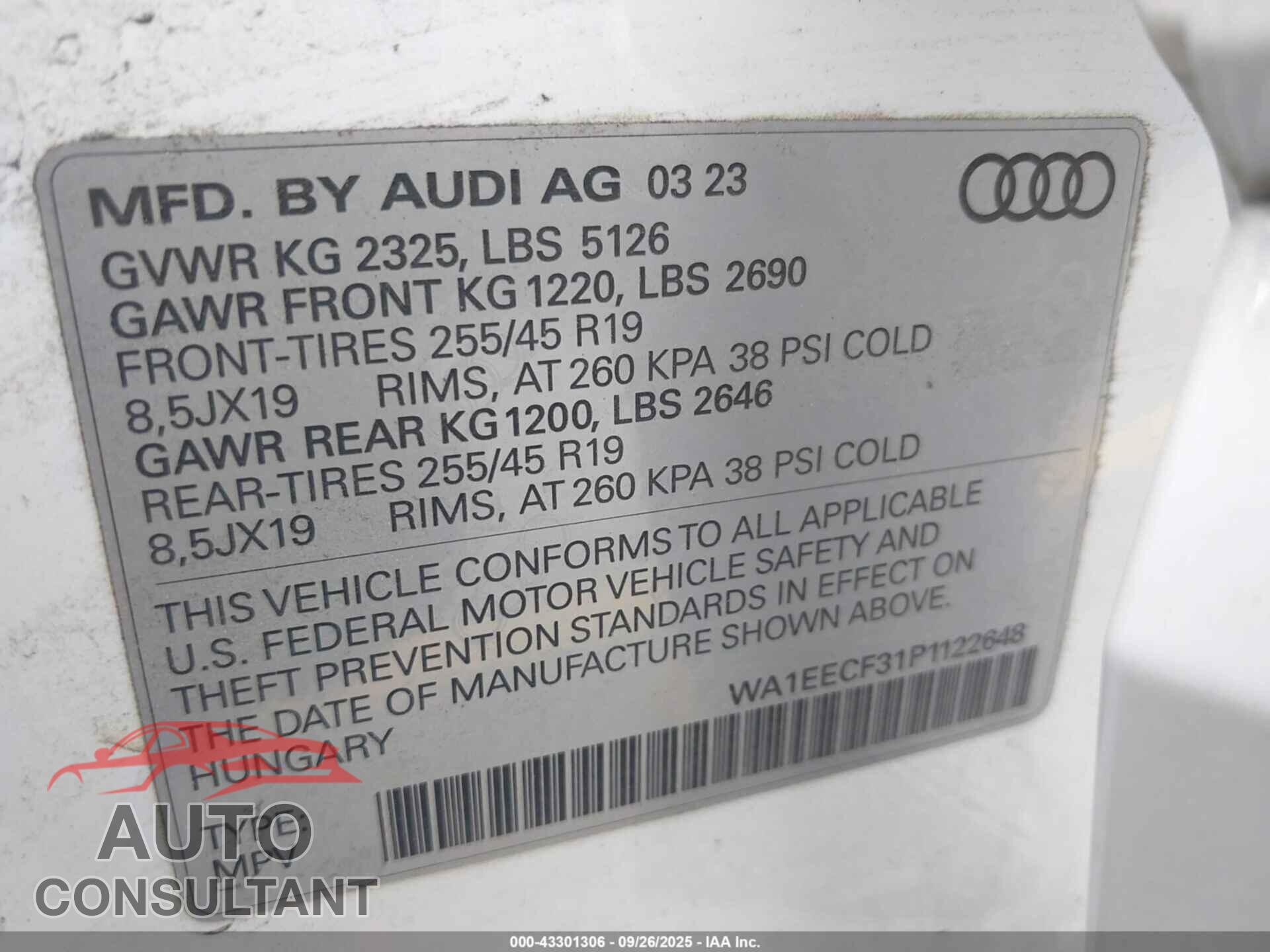 AUDI Q3 2023 - WA1EECF31P1122648