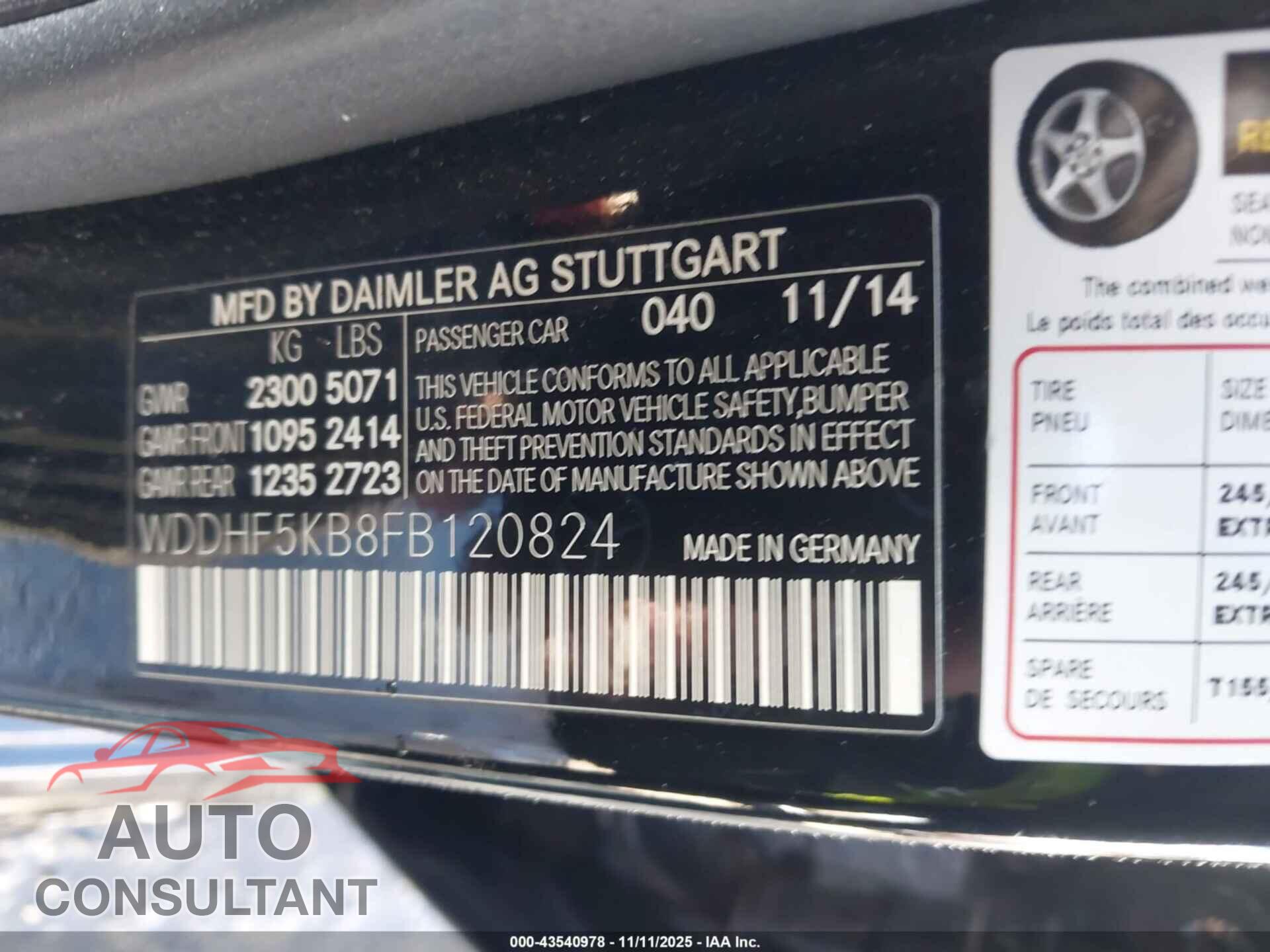 MERCEDES-BENZ E 350 2015 - WDDHF5KB8FB120824