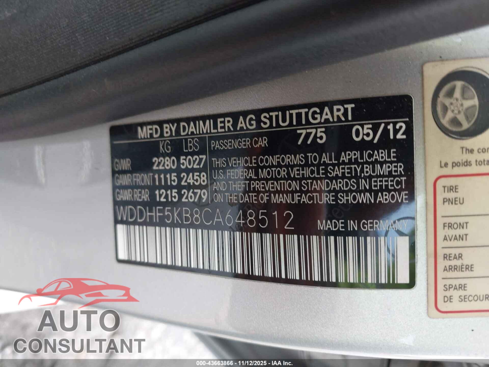 MERCEDES-BENZ E 350 2012 - WDDHF5KB8CA648512