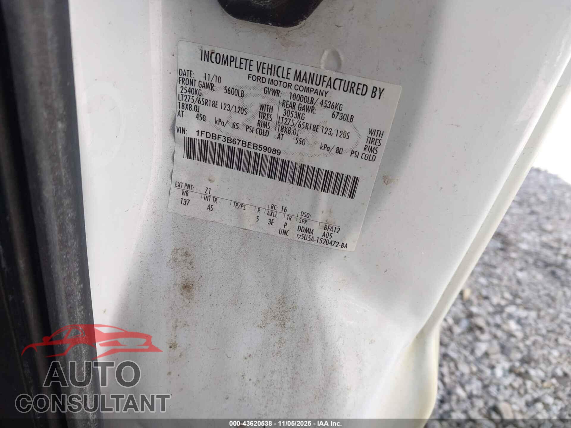 FORD F-350 2011 - 1FDBF3B67BEB59089