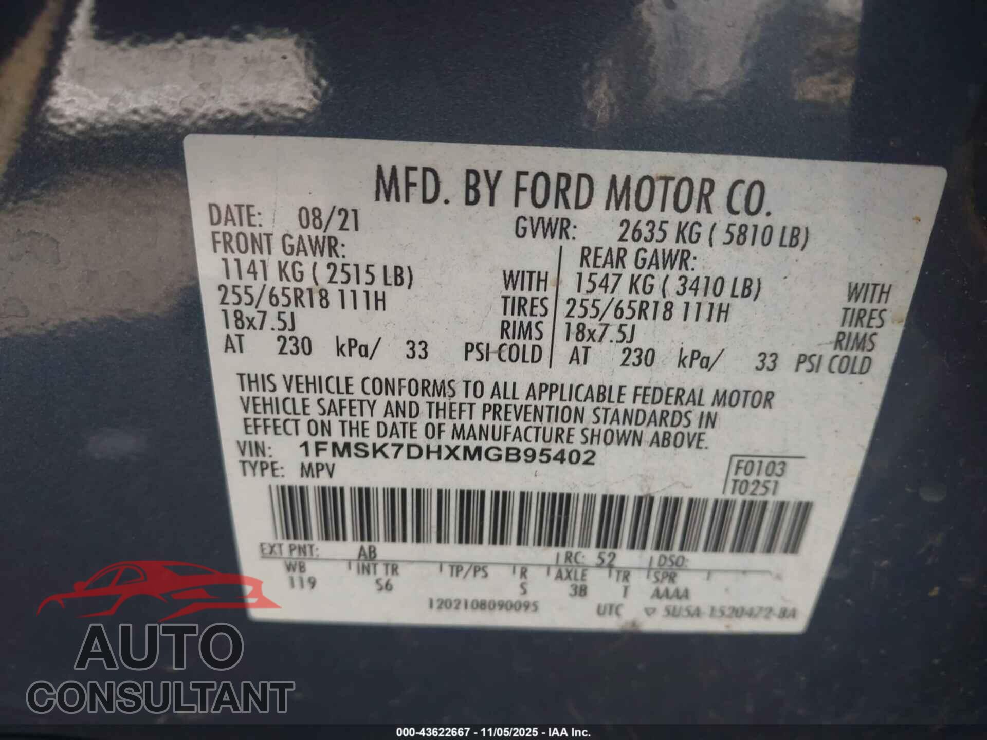 FORD EXPLORER 2021 - 1FMSK7DHXMGB95402