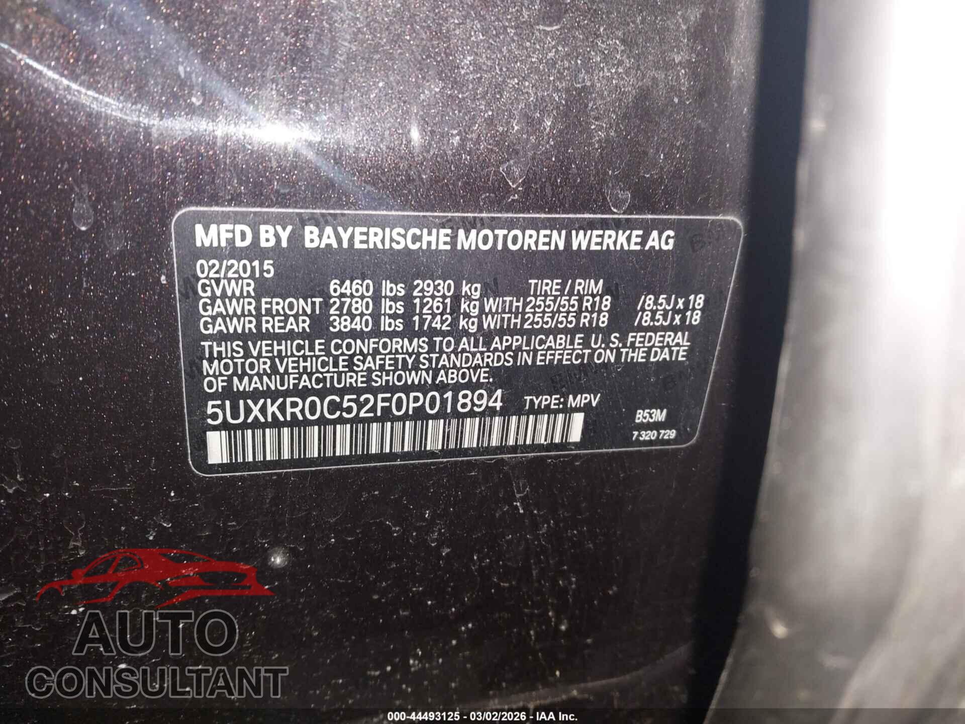BMW X5 2015 - 5UXKR0C52F0P01894