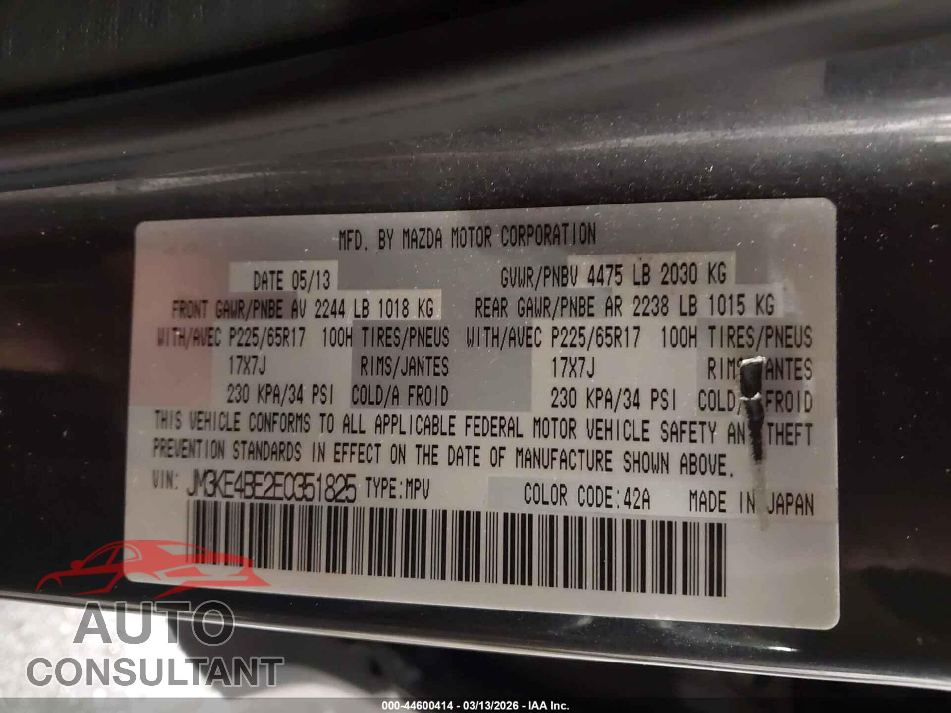 MAZDA CX-5 2014 - JM3KE4BE2E0351825