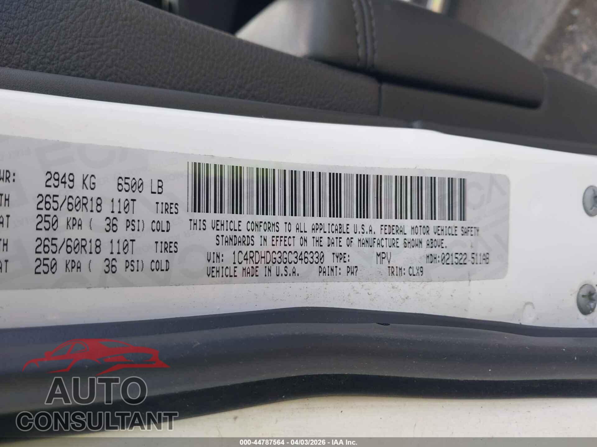DODGE DURANGO 2016 - 1C4RDHDG3GC346330