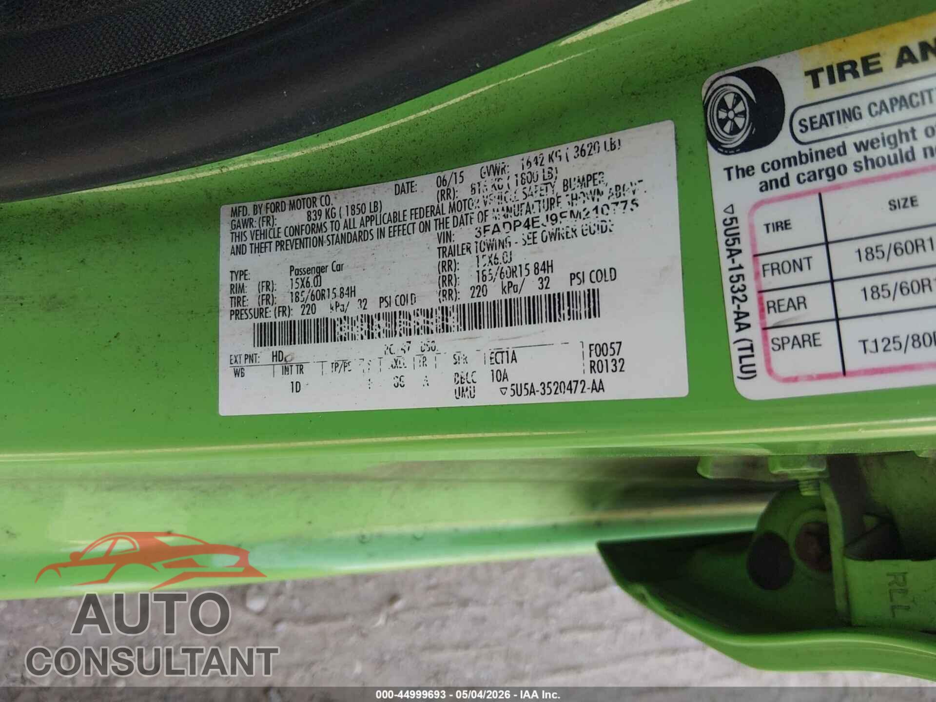 FORD FIESTA 2015 - 3FADP4EJ9FM210775