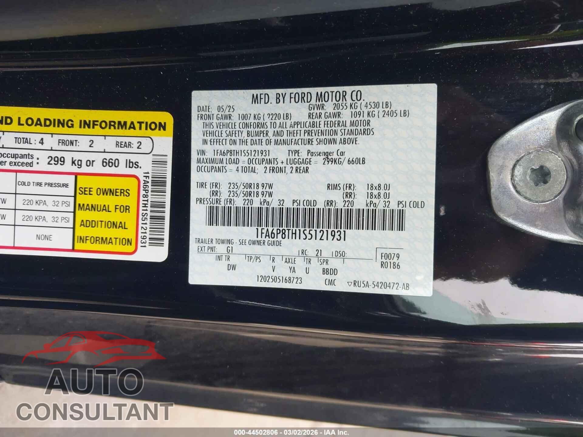 FORD MUSTANG 2025 - 1FA6P8TH1S5121931