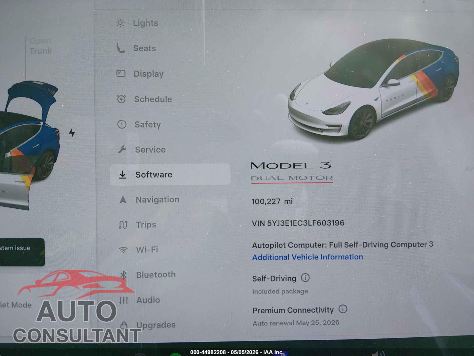 TESLA MODEL 3 2020 - 5YJ3E1EC3LF603196