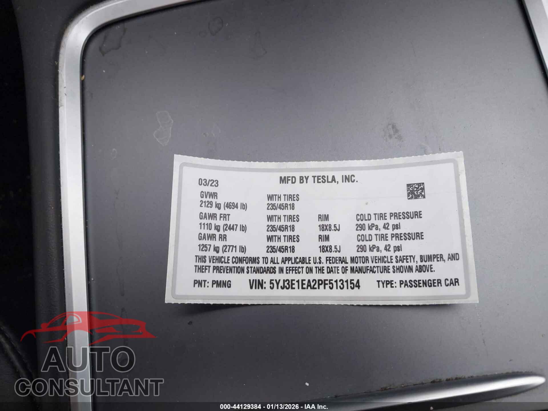 TESLA MODEL 3 2023 - 5YJ3E1EA2PF513154