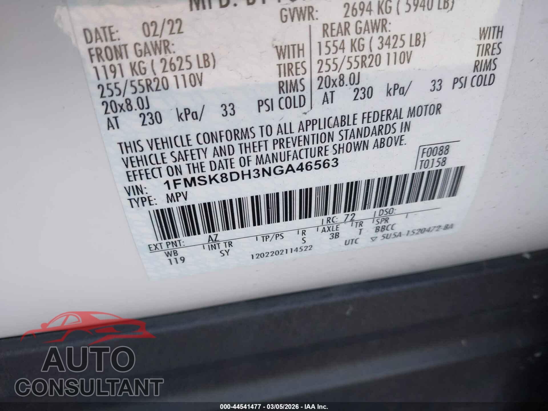 FORD EXPLORER 2022 - 1FMSK8DH3NGA46563