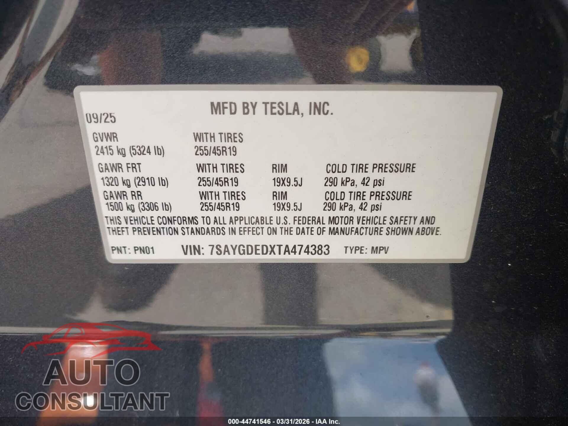 TESLA MODEL Y 2026 - 7SAYGDEDXTA474383