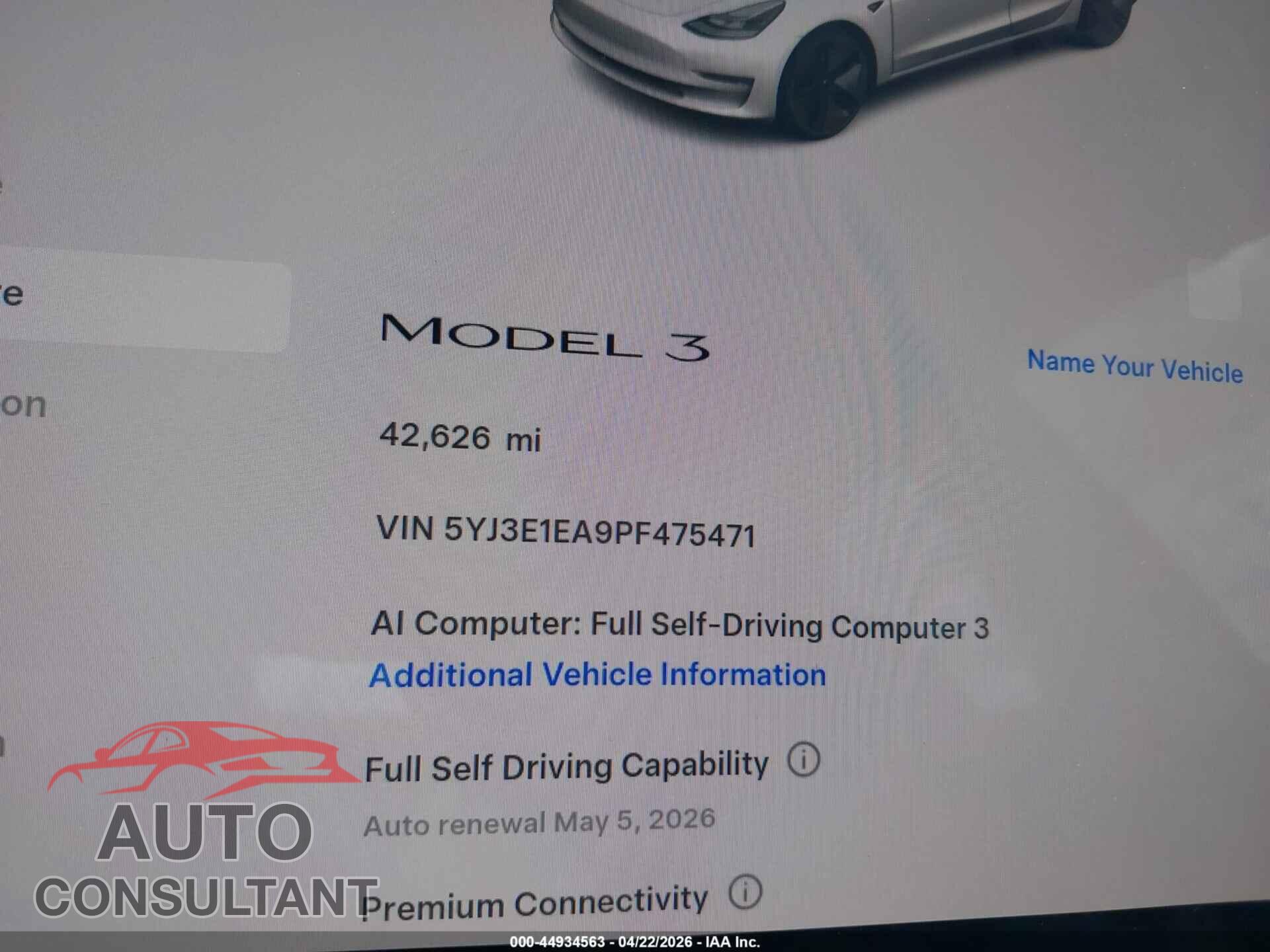 TESLA MODEL 3 2023 - 5YJ3E1EA9PF475471