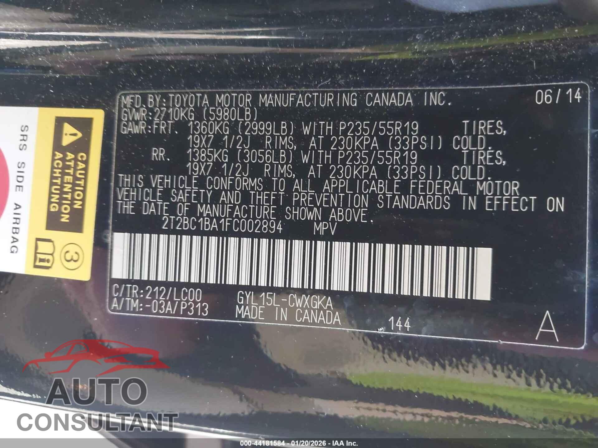 LEXUS RX 450H 2015 - 2T2BC1BA1FC002894