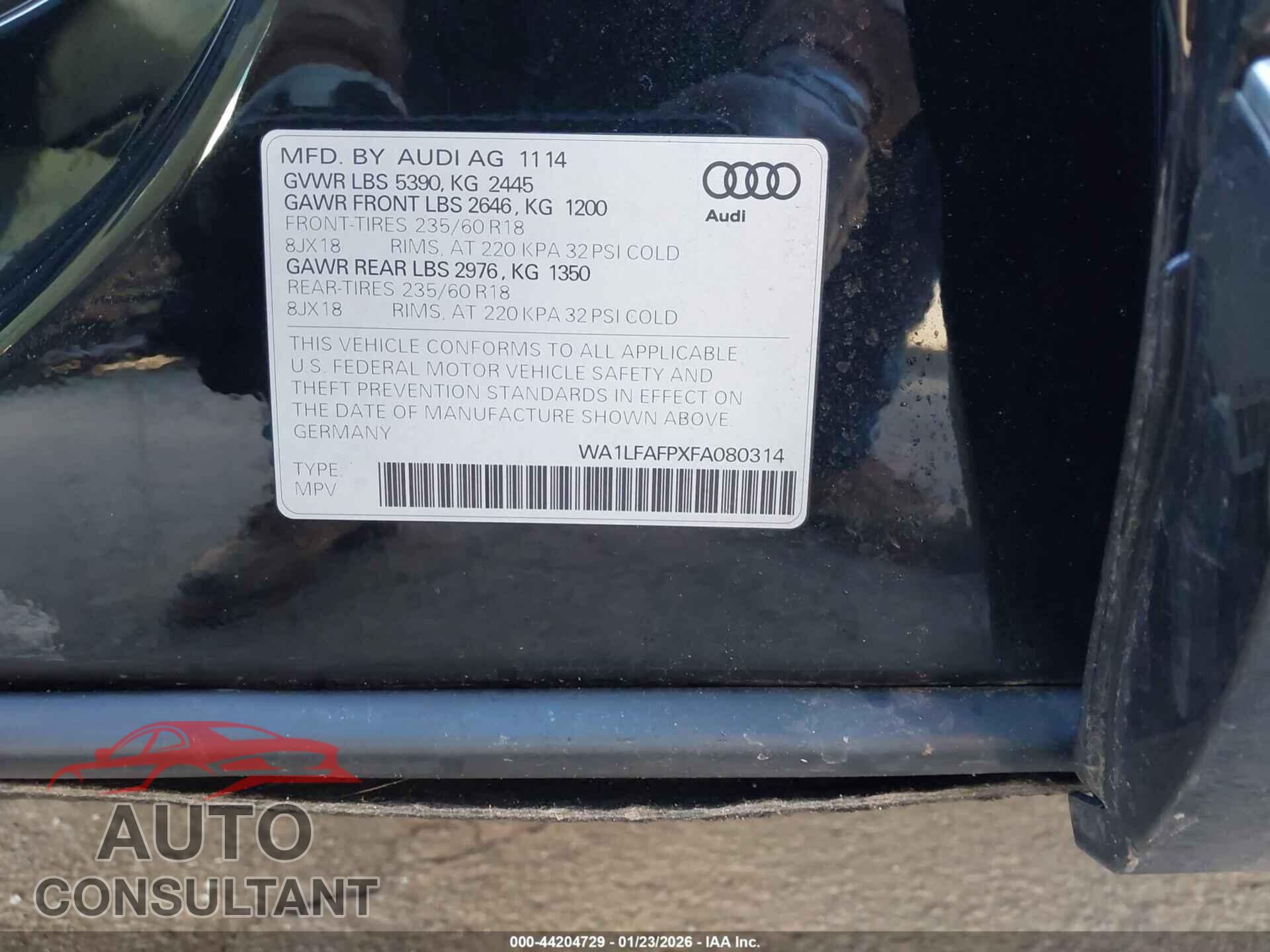 AUDI Q5 2015 - WA1LFAFPXFA080314