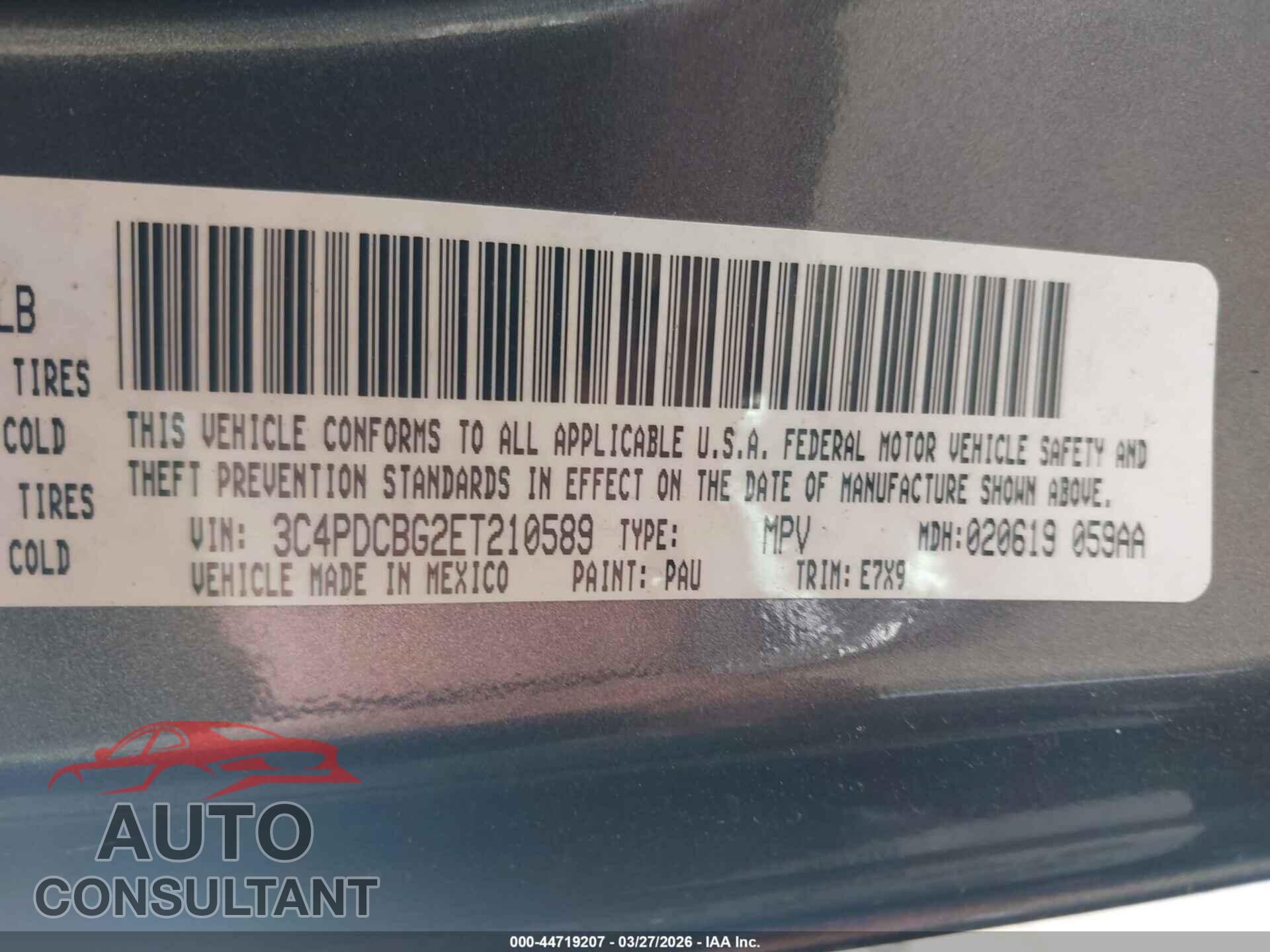 DODGE JOURNEY 2014 - 3C4PDCBG2ET210589