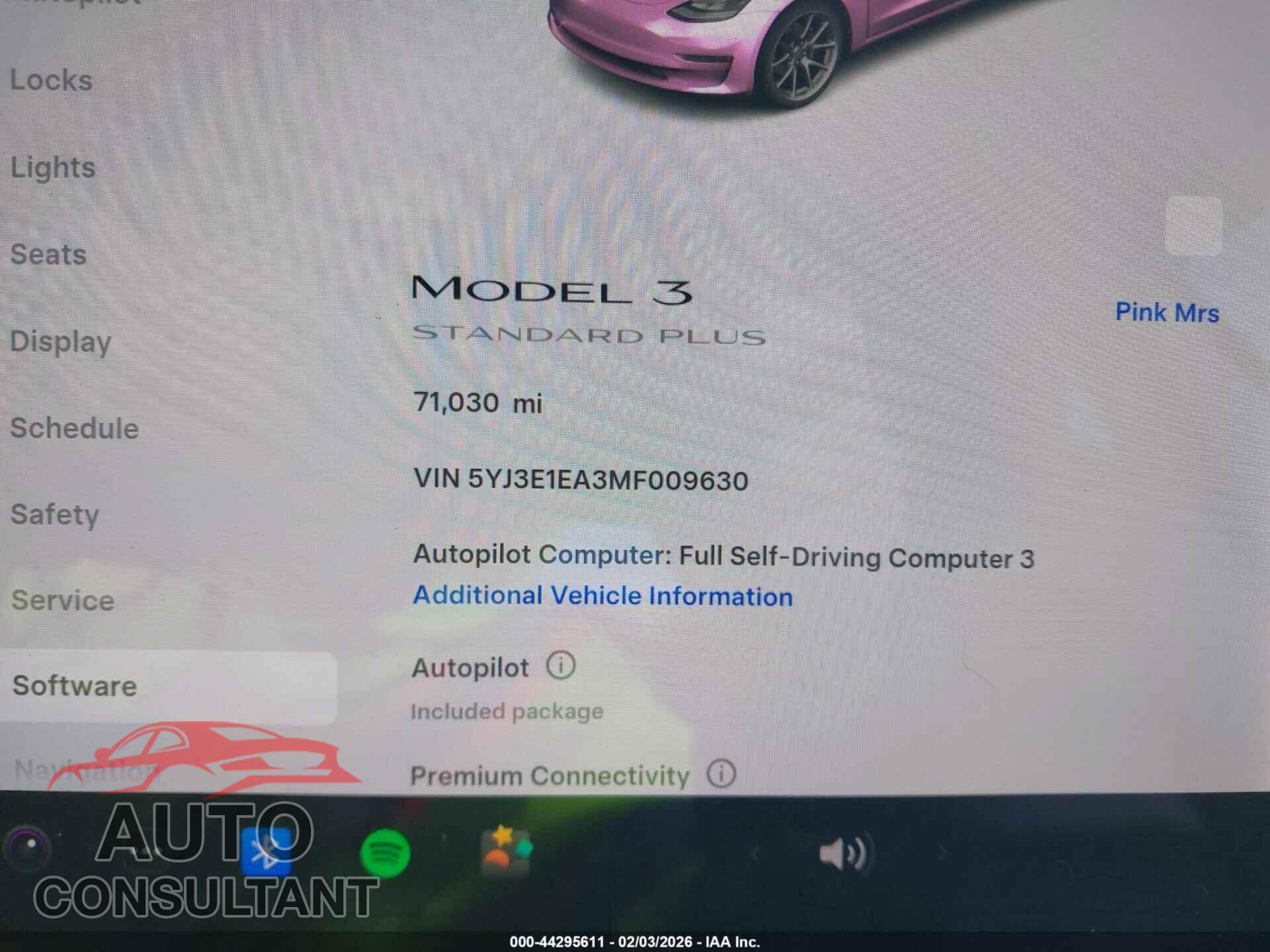 TESLA MODEL 3 2021 - 5YJ3E1EA3MF009630
