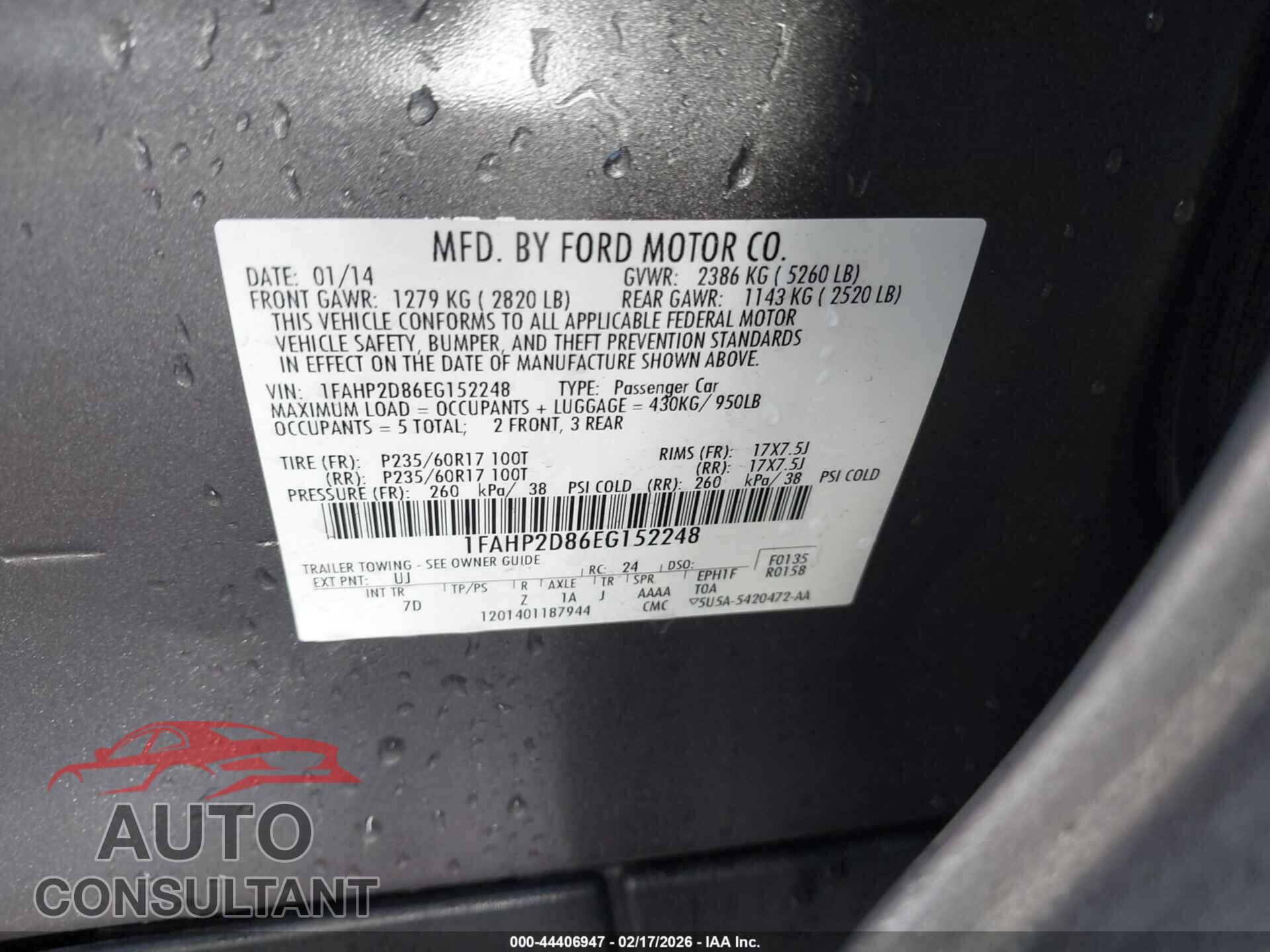 FORD TAURUS 2014 - 1FAHP2D86EG152248