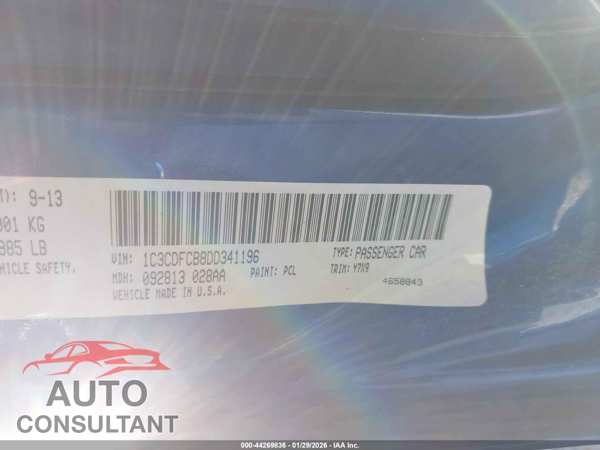 DODGE DART 2013 - 1C3CDFCB8DD341196