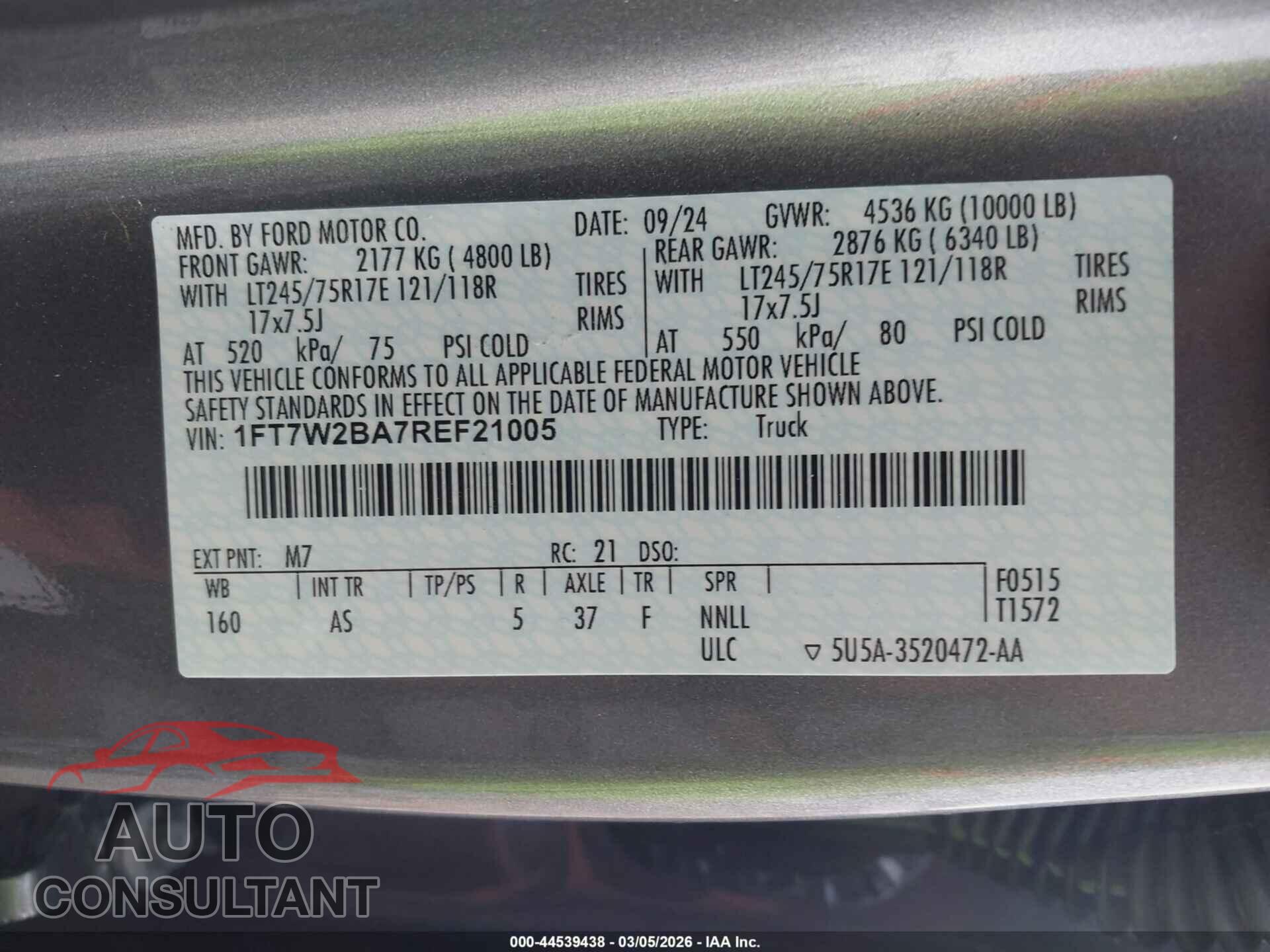 FORD F-250 2024 - 1FT7W2BA7REF21005
