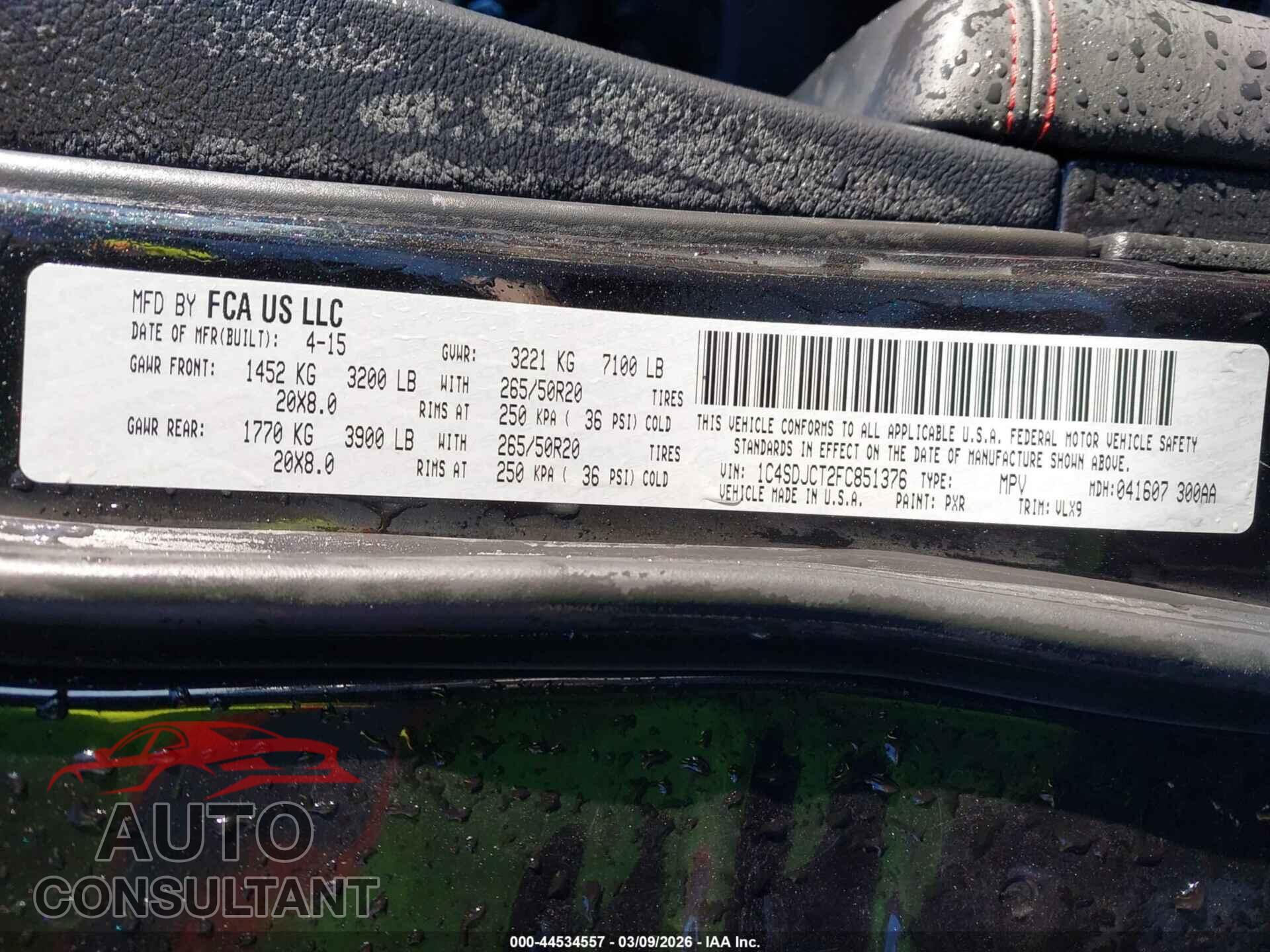 DODGE DURANGO 2015 - 1C4SDJCT2FC851376