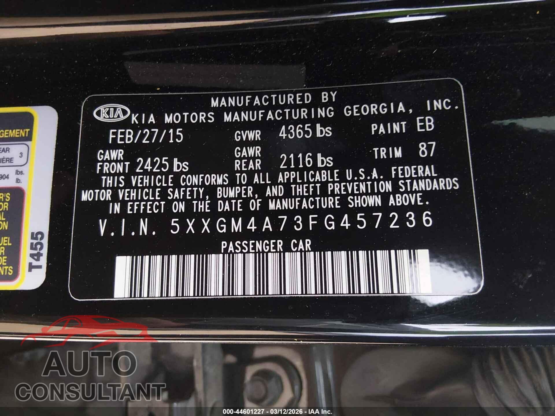 KIA OPTIMA 2015 - 5XXGM4A73FG457236