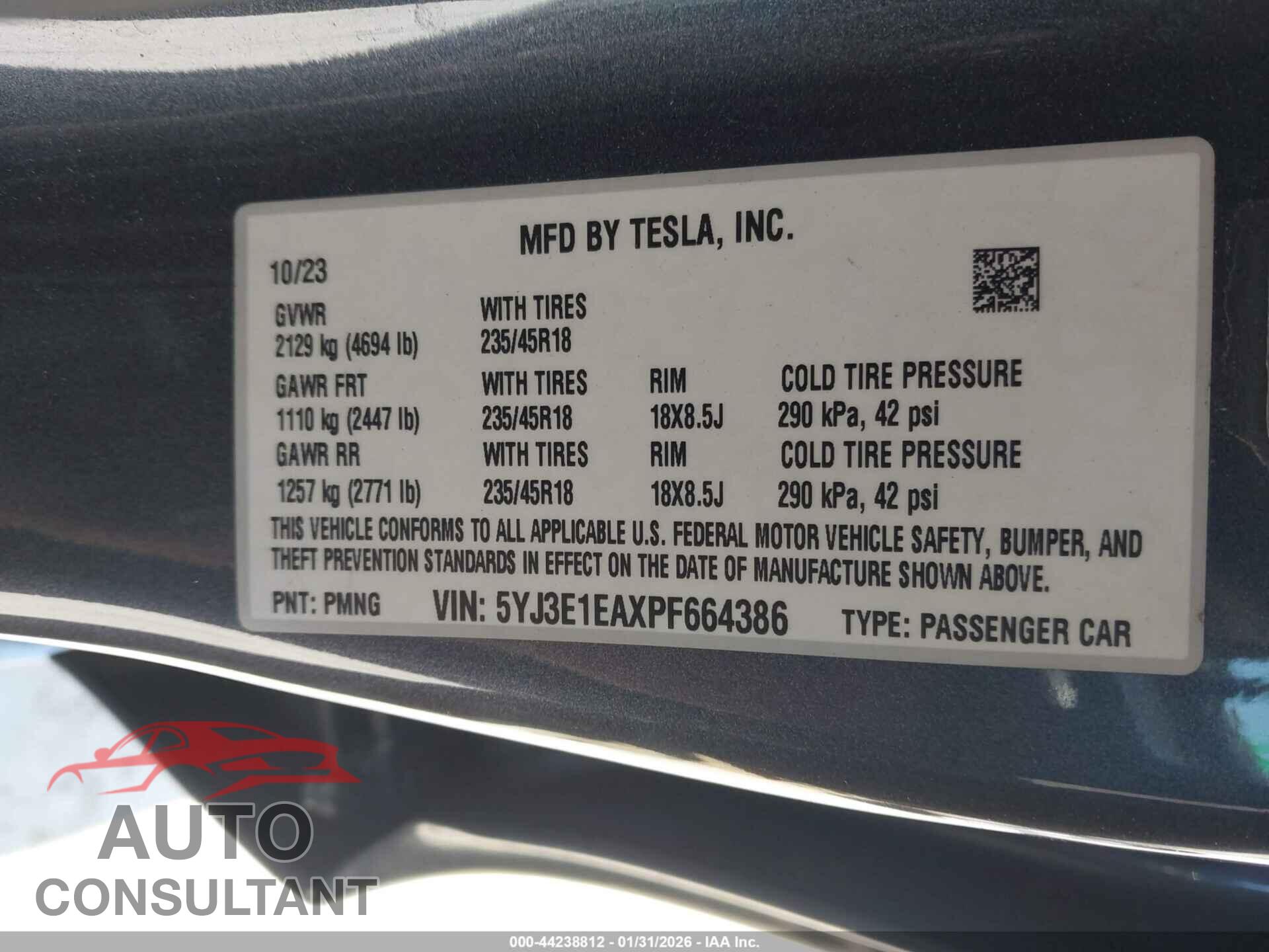 TESLA MODEL 3 2023 - 5YJ3E1EAXPF664386
