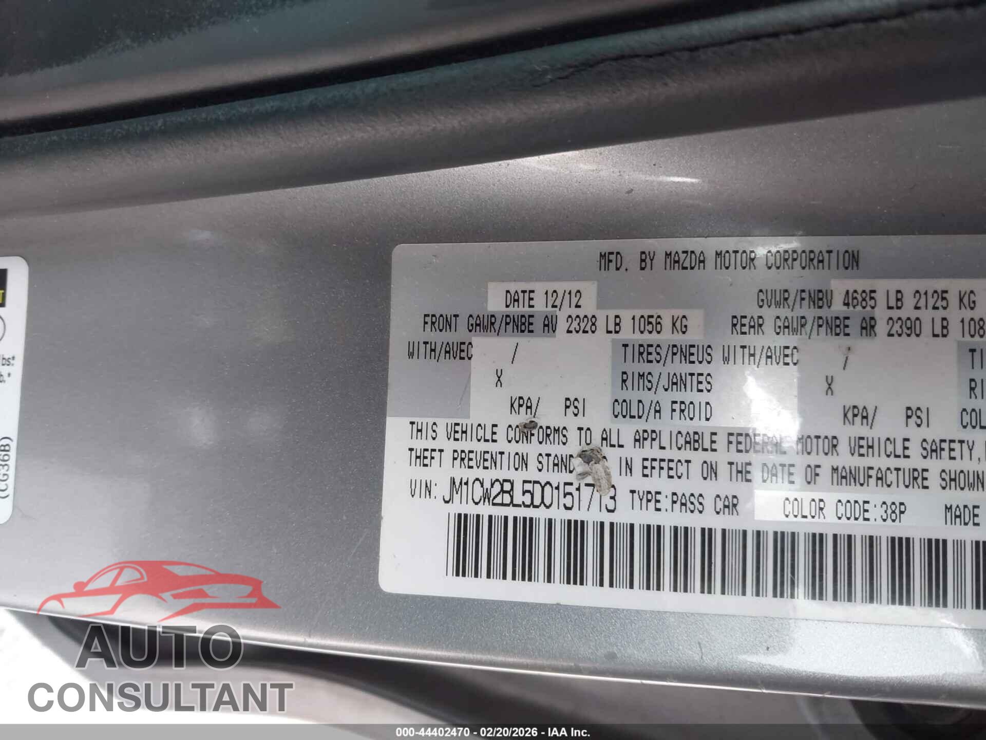 MAZDA MAZDA5 2013 - JM1CW2BL5D0151713
