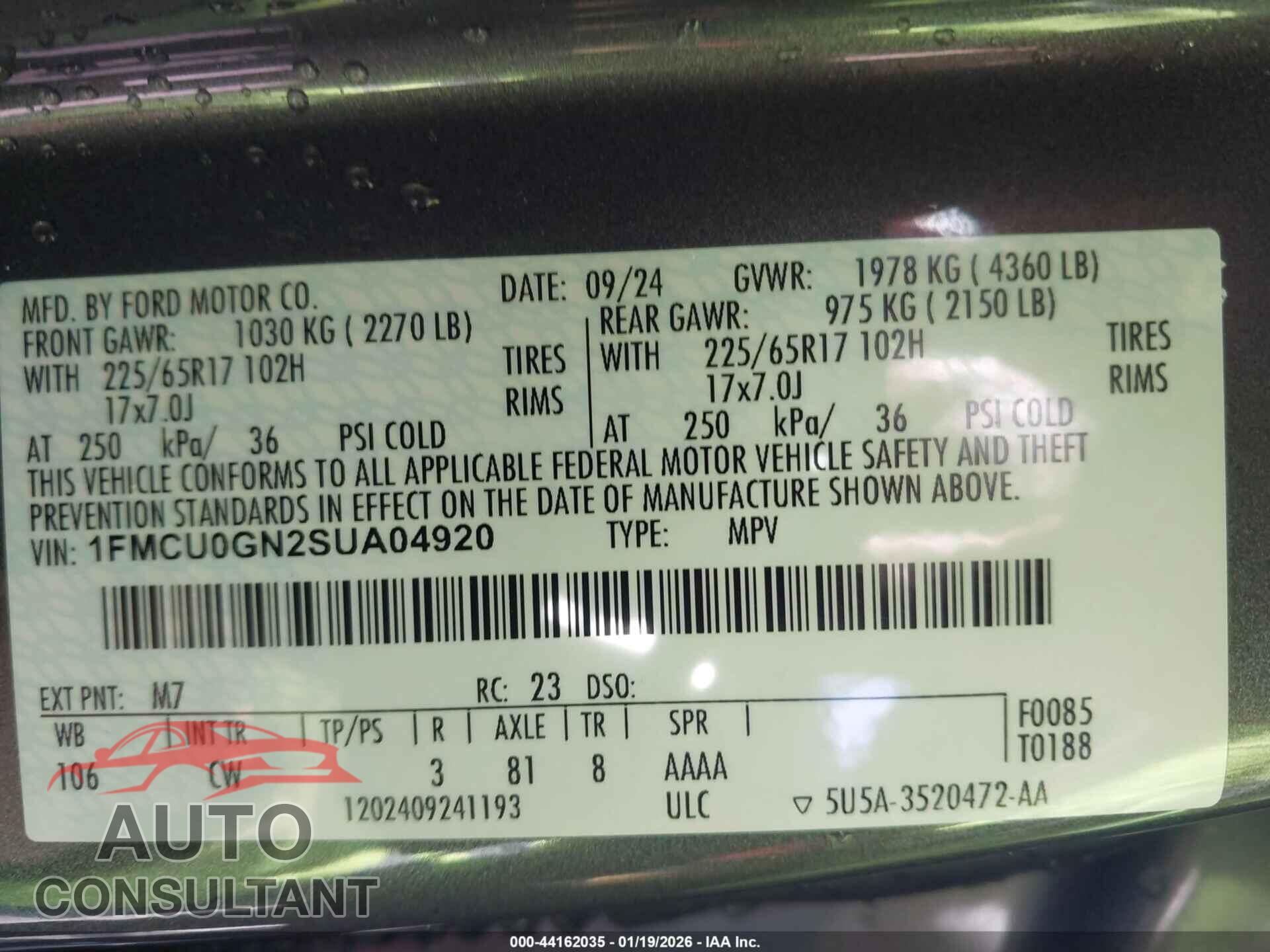 FORD ESCAPE 2025 - 1FMCU0GN2SUA04920