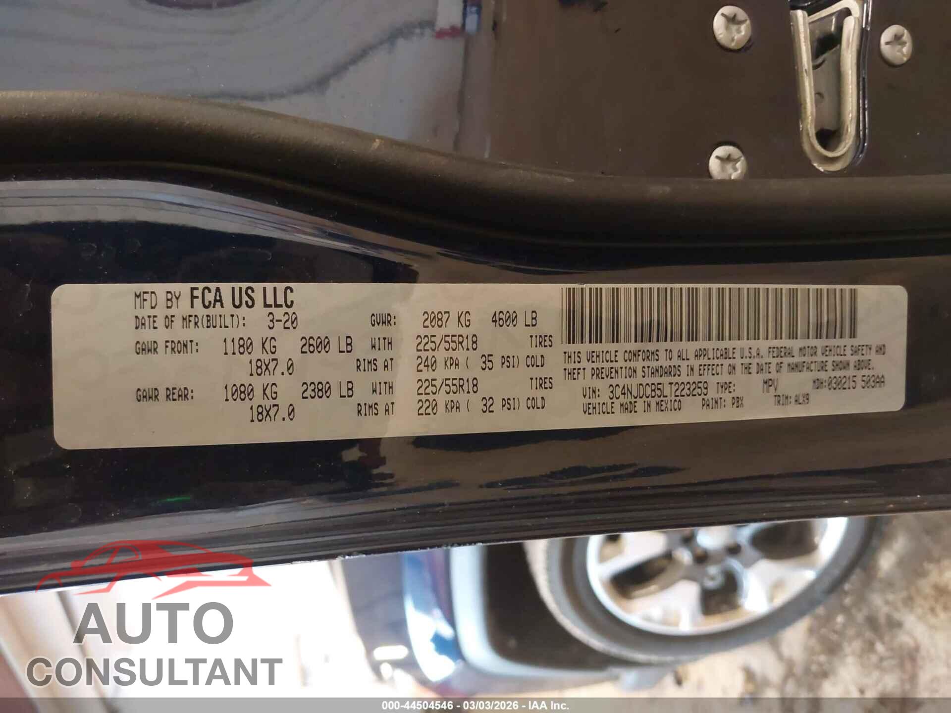 JEEP COMPASS 2020 - 3C4NJDCB5LT223259
