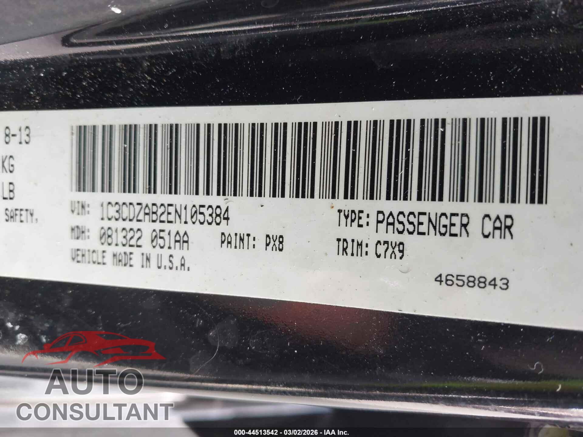 DODGE AVENGER 2014 - 1C3CDZAB2EN105384